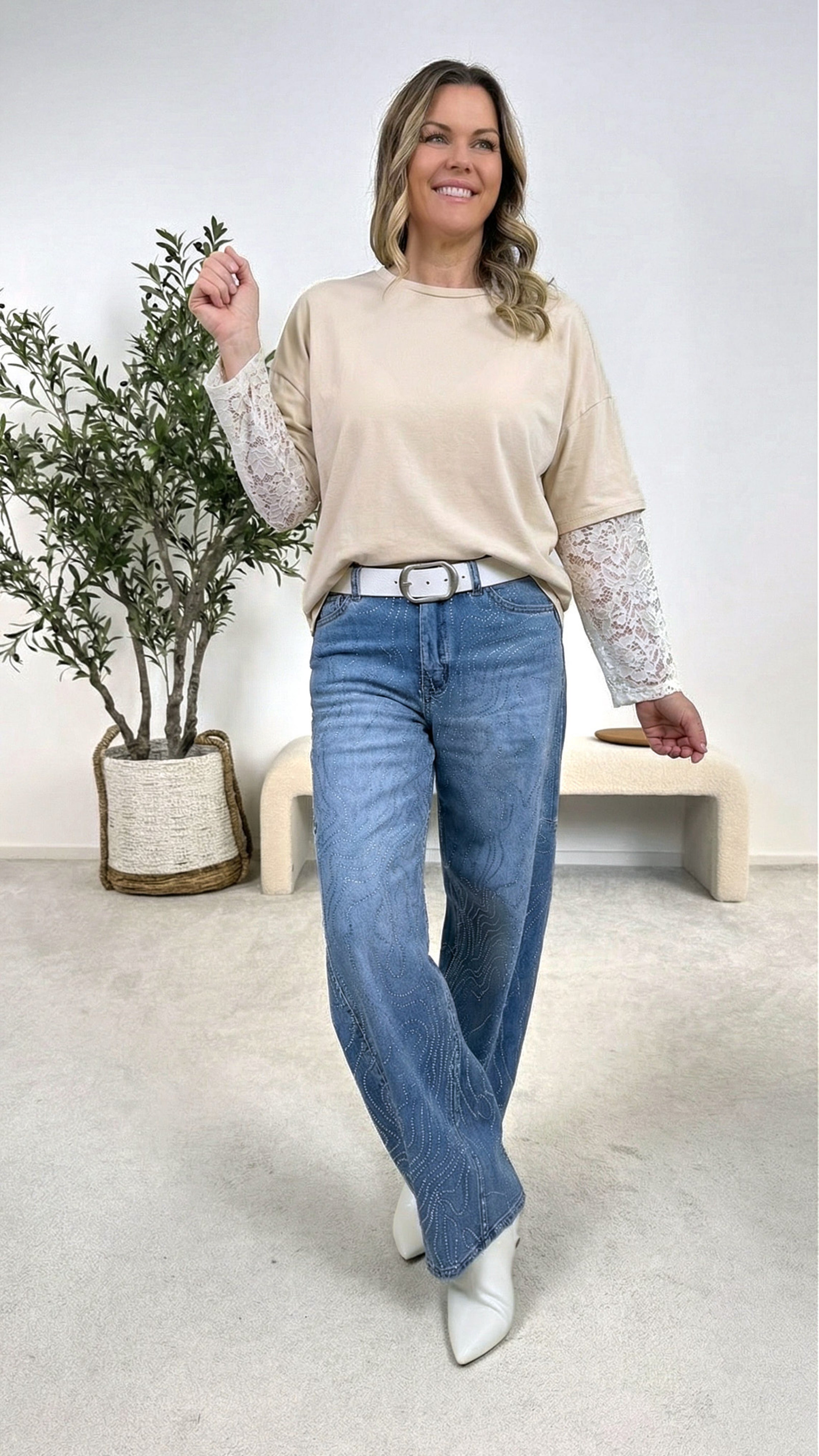 Langarmshirt Daily Blossom *Beige*