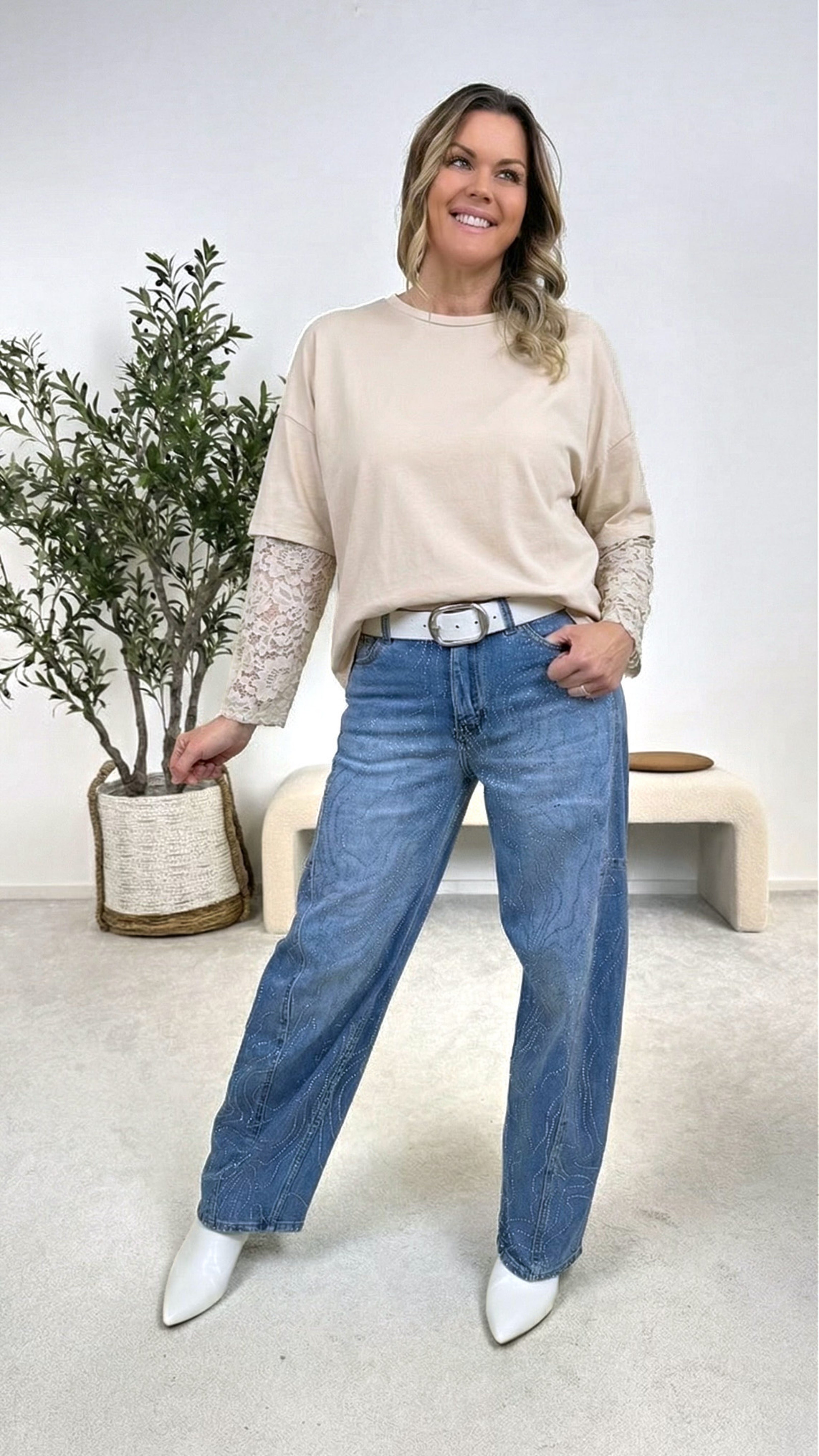 Langarmshirt Daily Blossom *Beige*