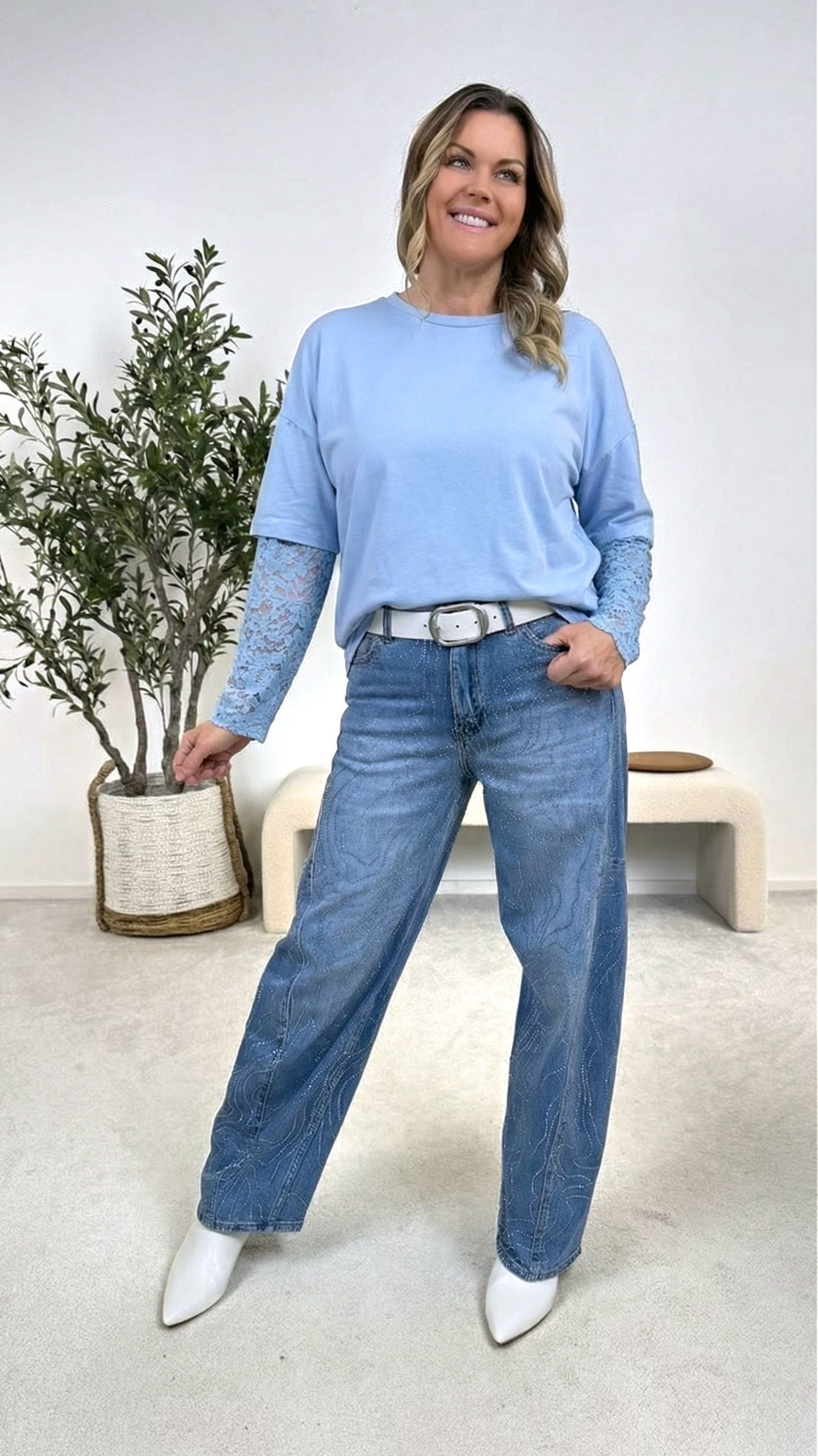 Langarmshirt Daily Blossom *Hellblau*