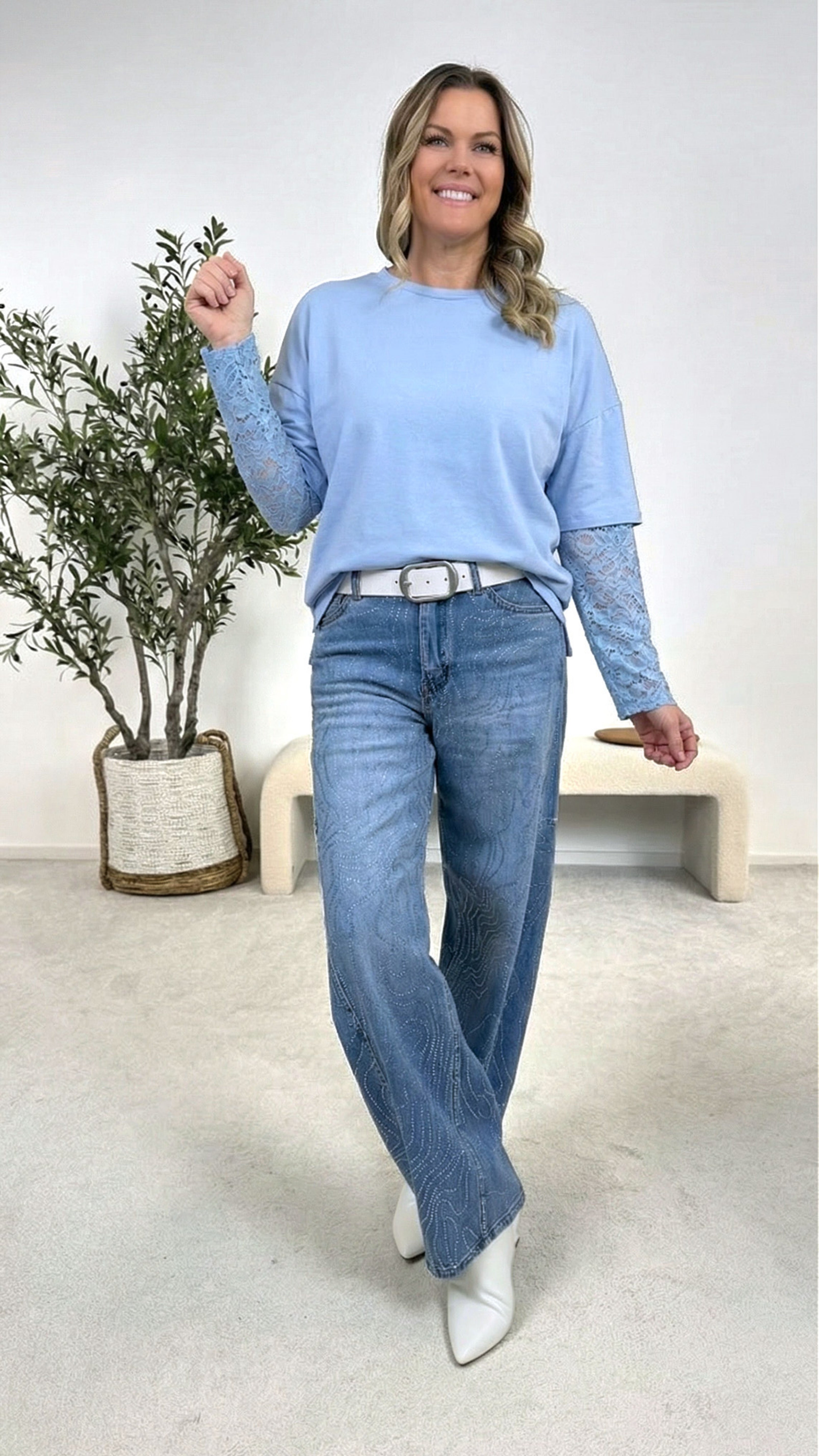 Langarmshirt Daily Blossom *Hellblau*