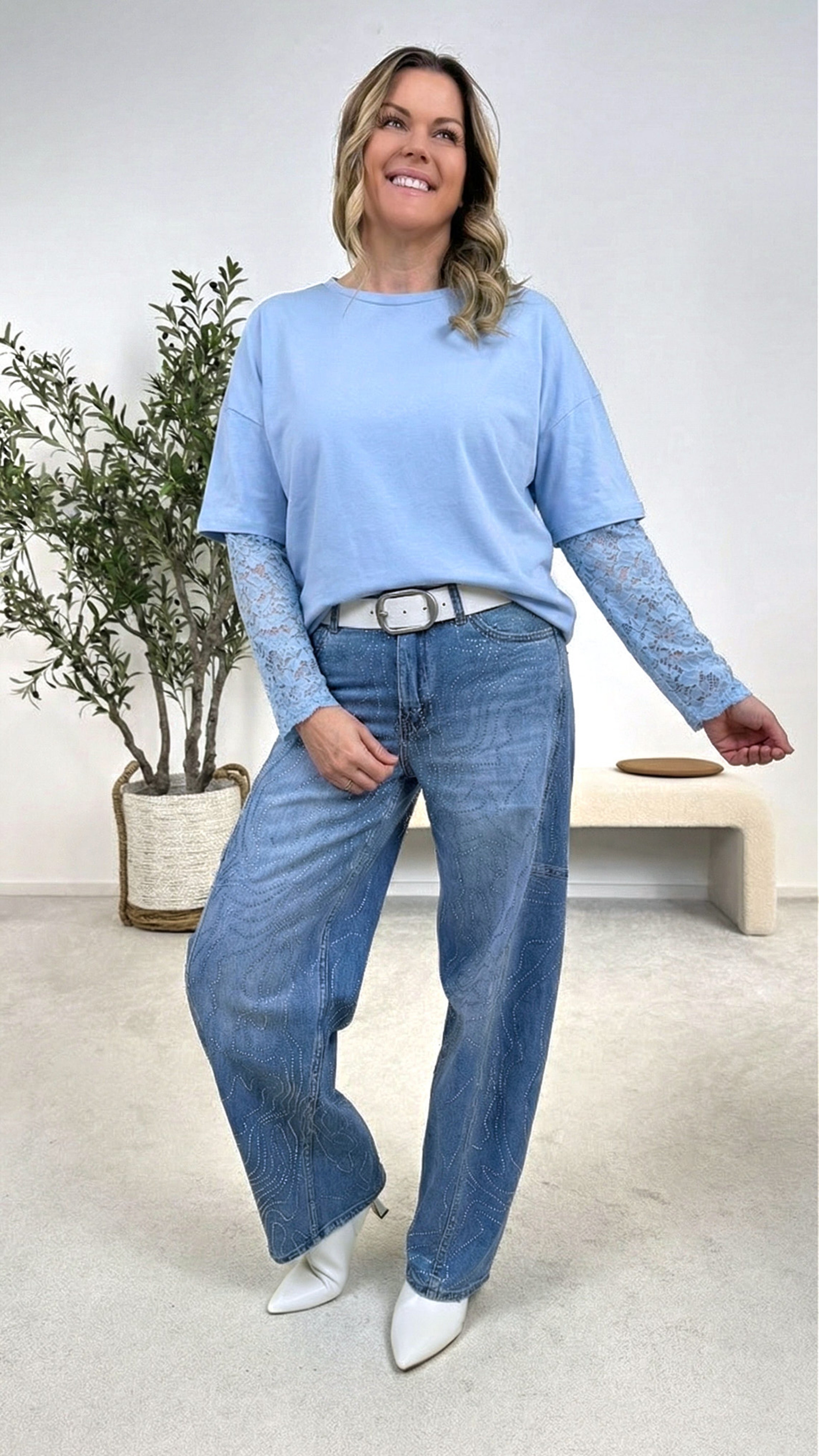 Langarmshirt Daily Blossom *Hellblau*