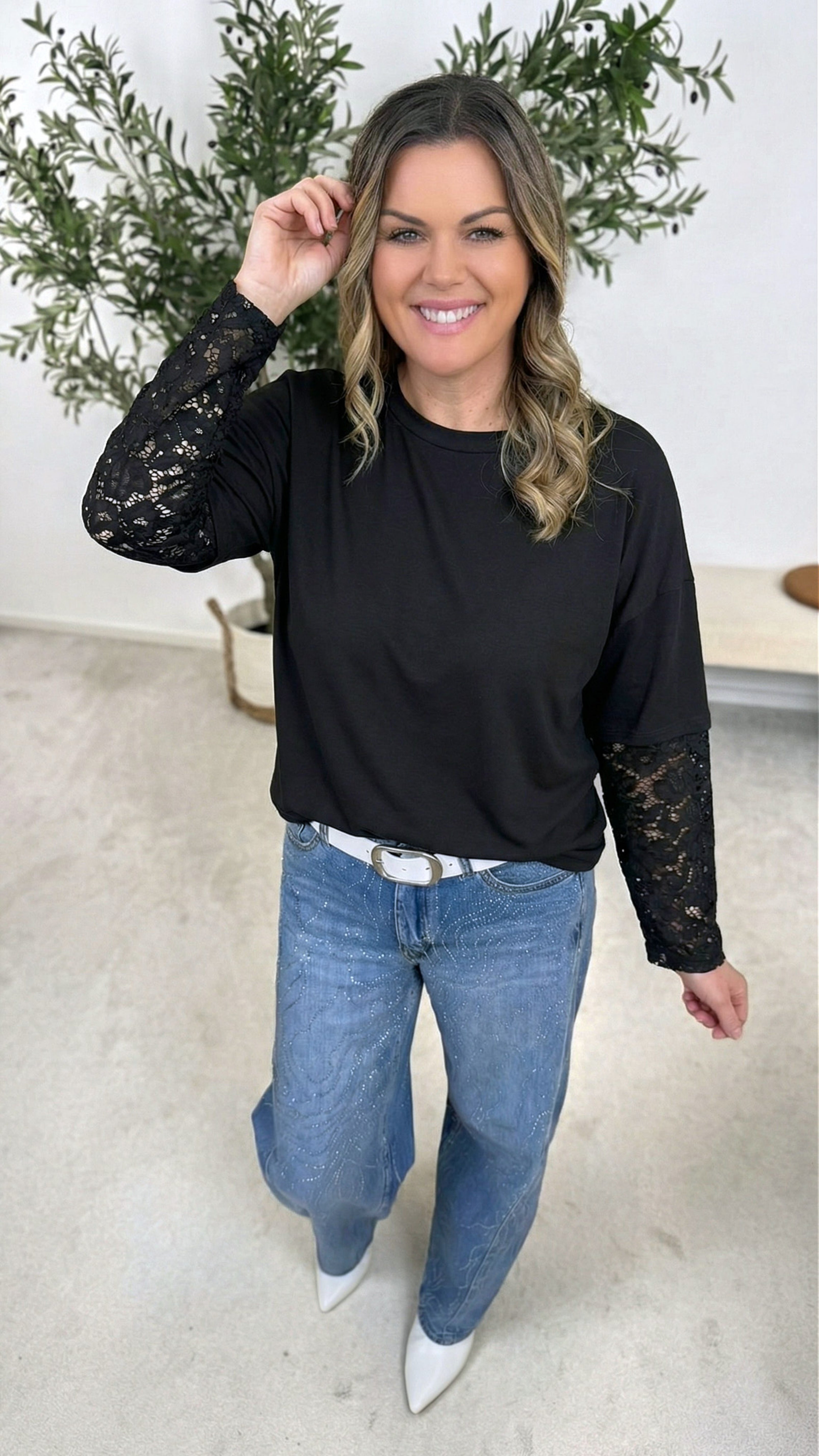 Langarmshirt Daily Blossom *Schwarz*