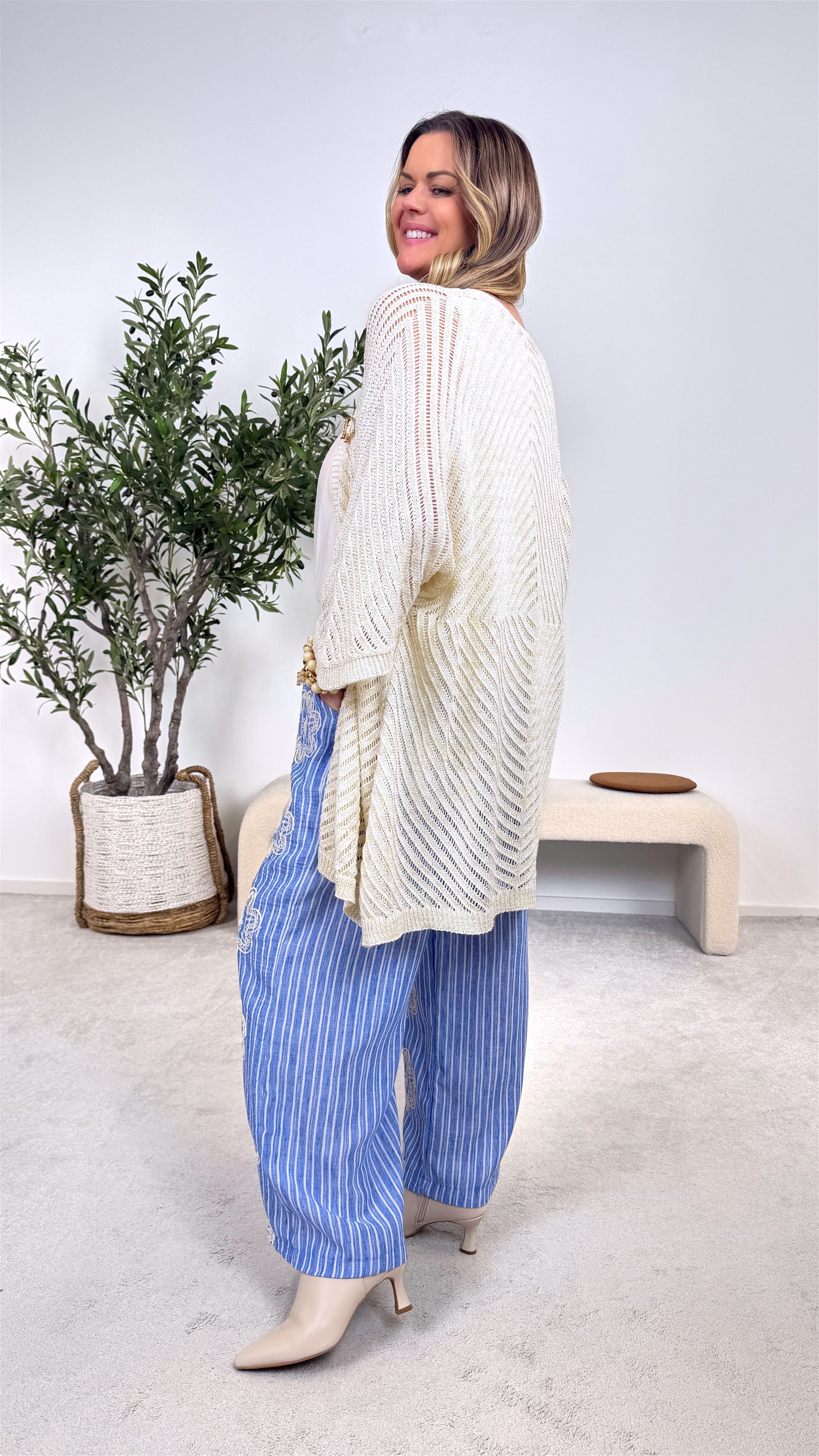 Netz Strickjacke Golden Hour *Creme*