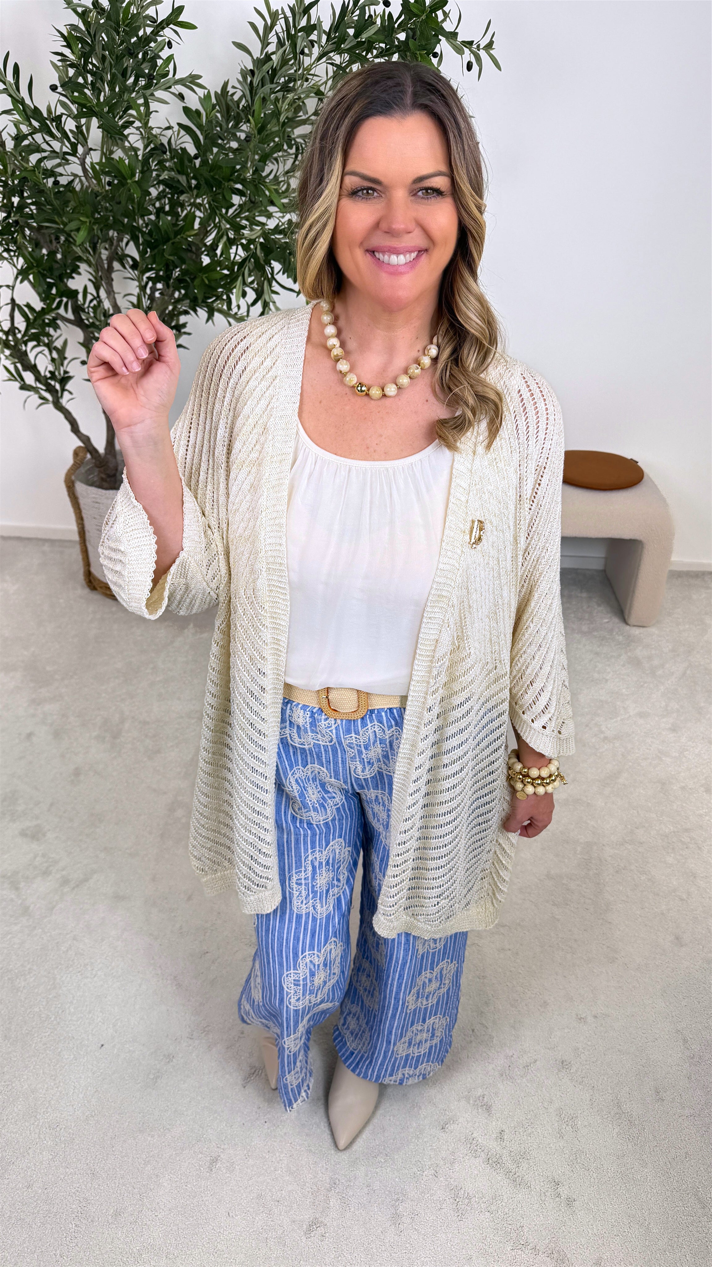 Netz Strickjacke Golden Hour *Creme*