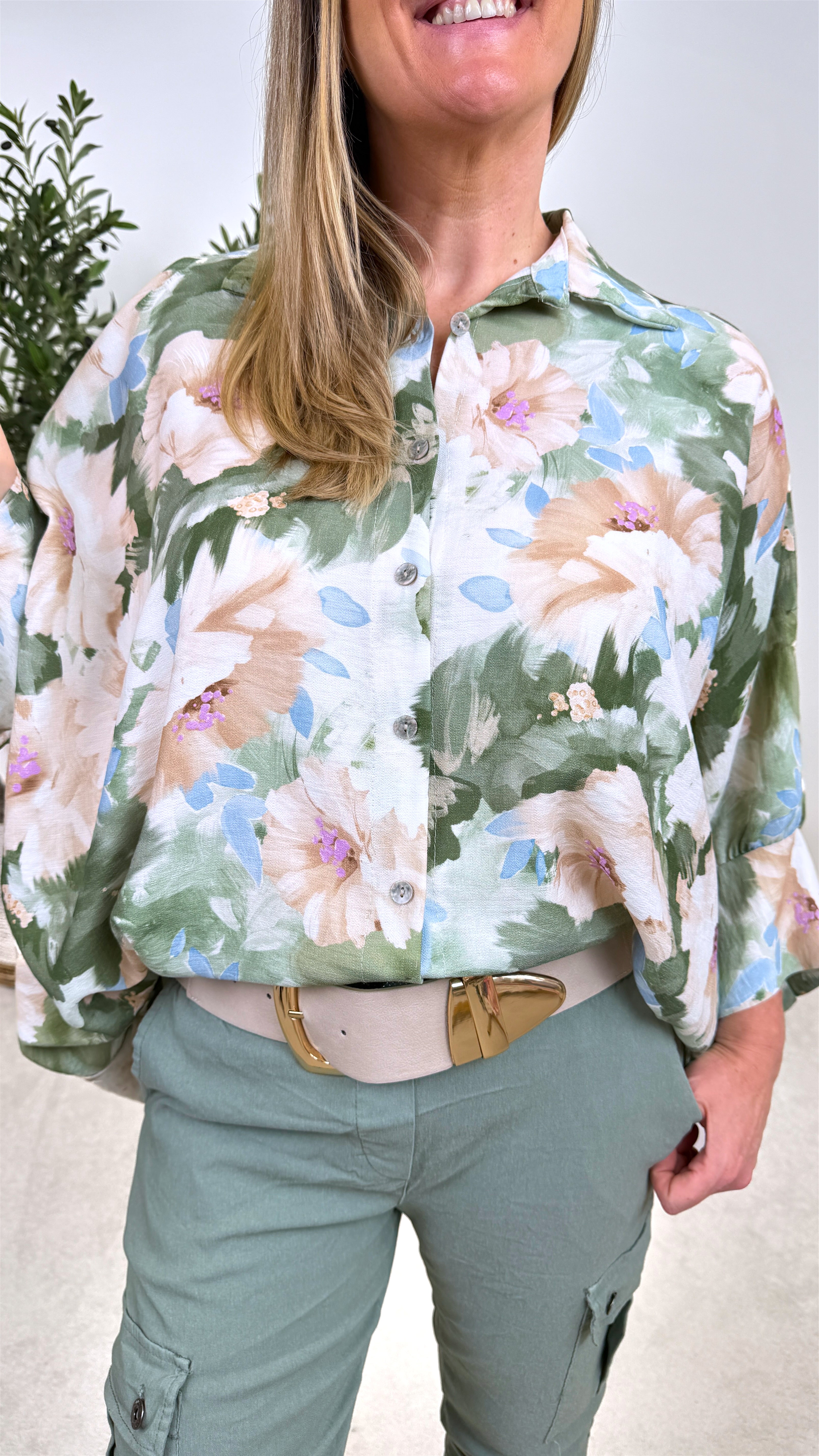 Long-Bluse Secret Botanic *Khaki*