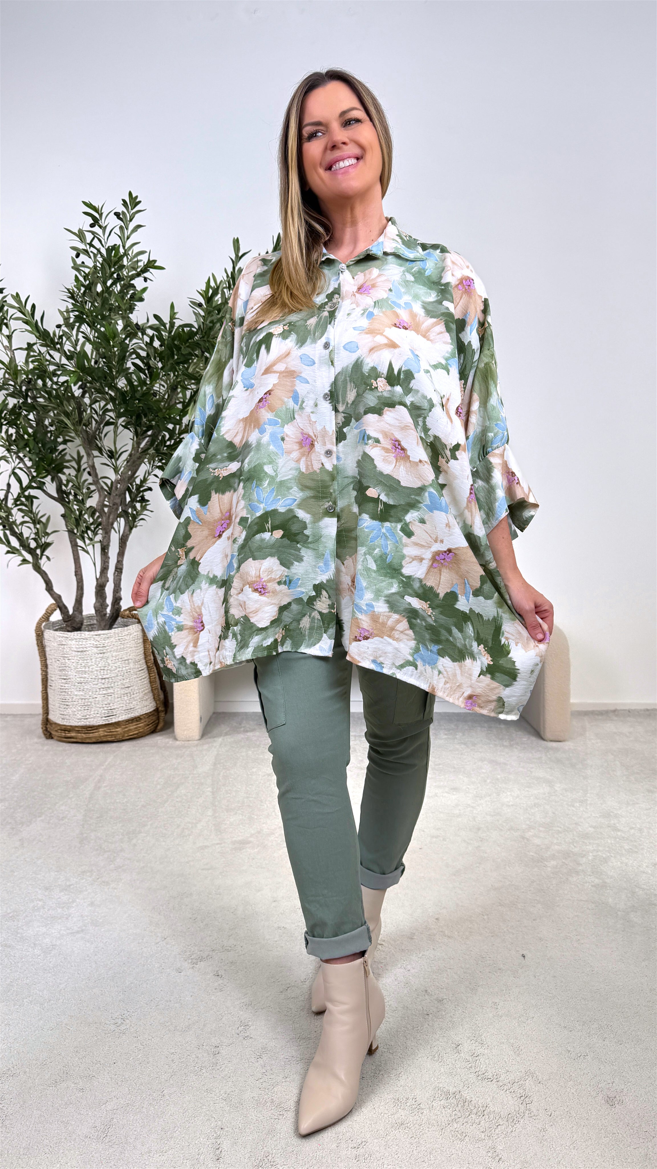 Long-Bluse Secret Botanic *Khaki*