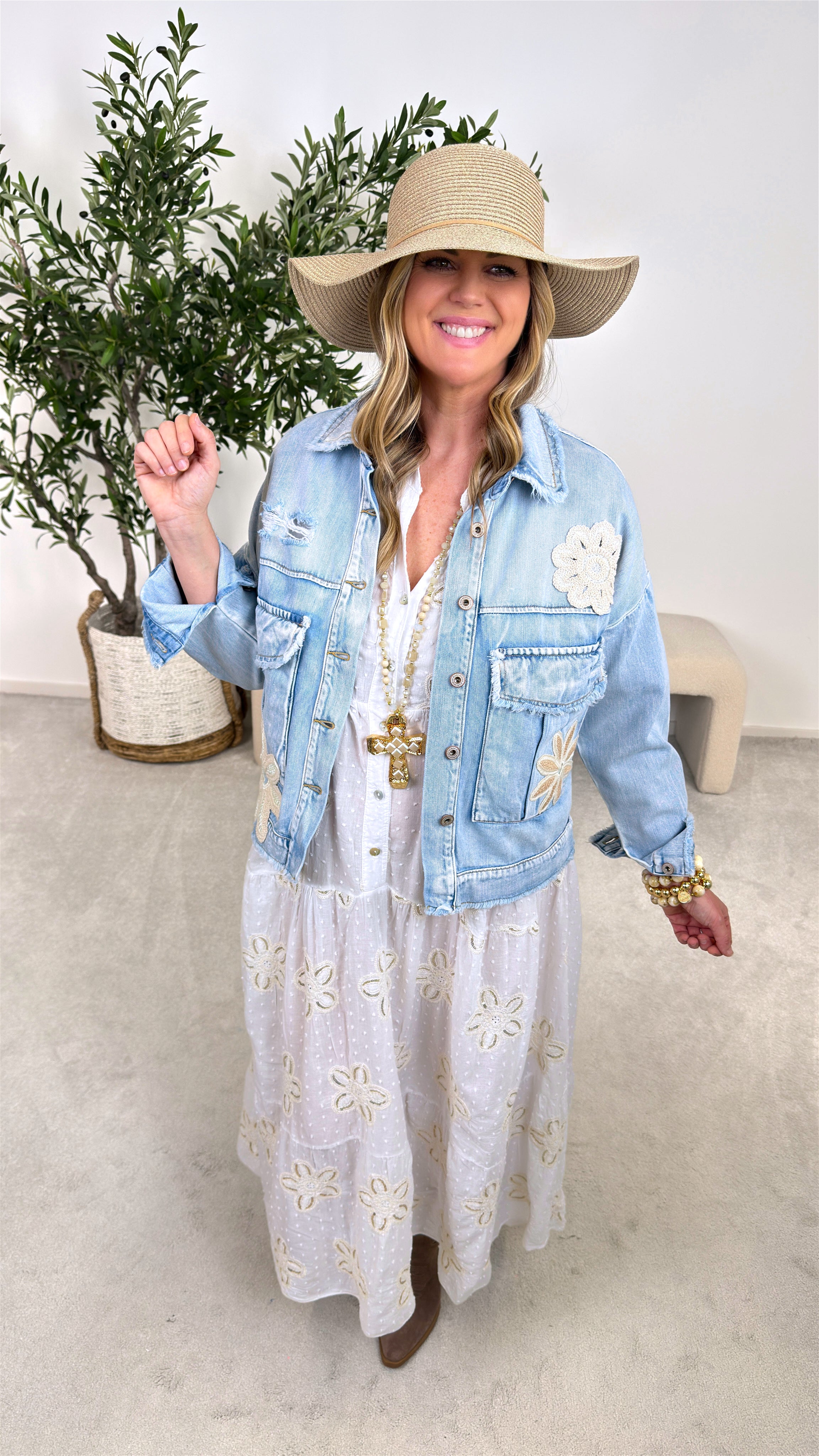 Blusenkleid Lovely Flower *Weiß*