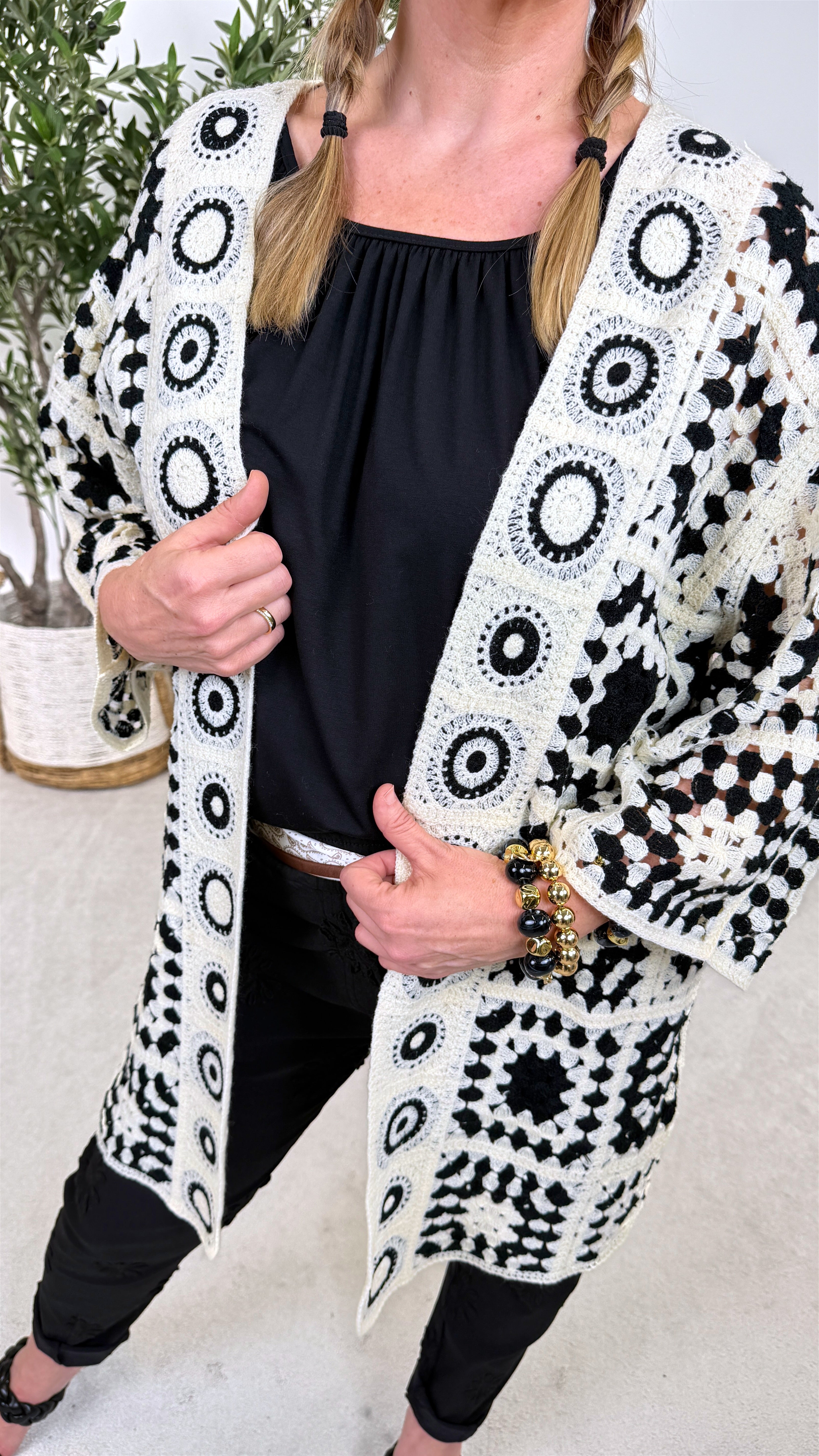 Häkel-Cardigan Crochet Mosaic ZS68036 *Schwarz*