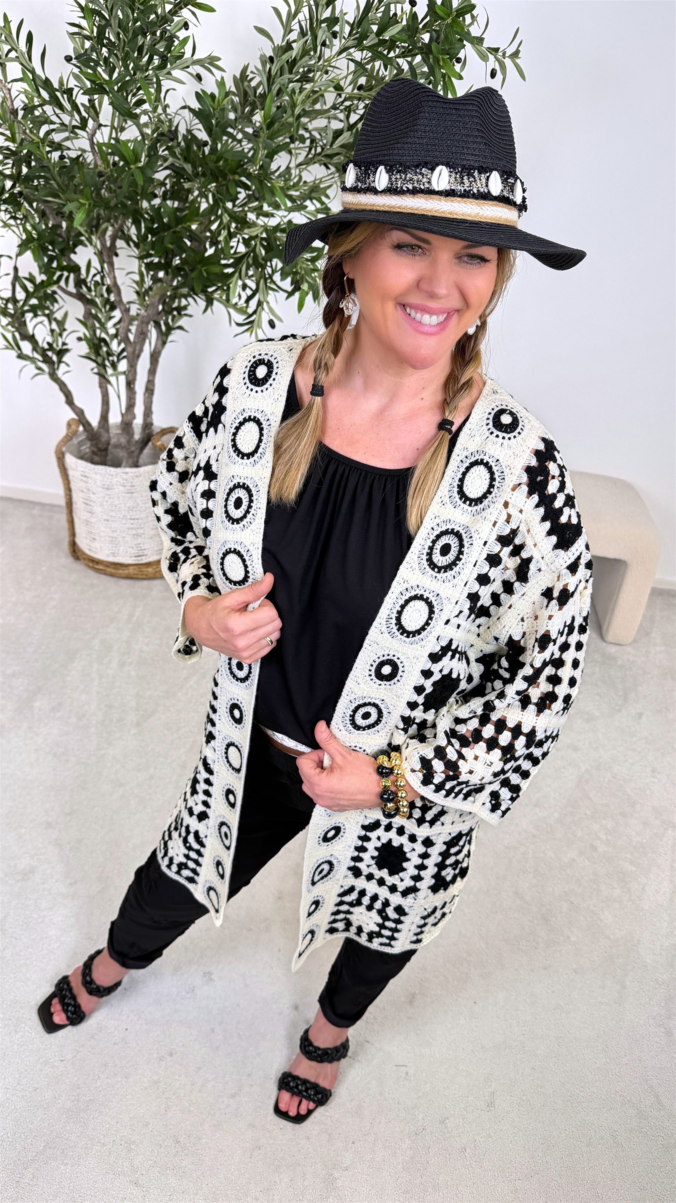 Häkel-Cardigan Crochet Mosaic ZS68036 *Schwarz*