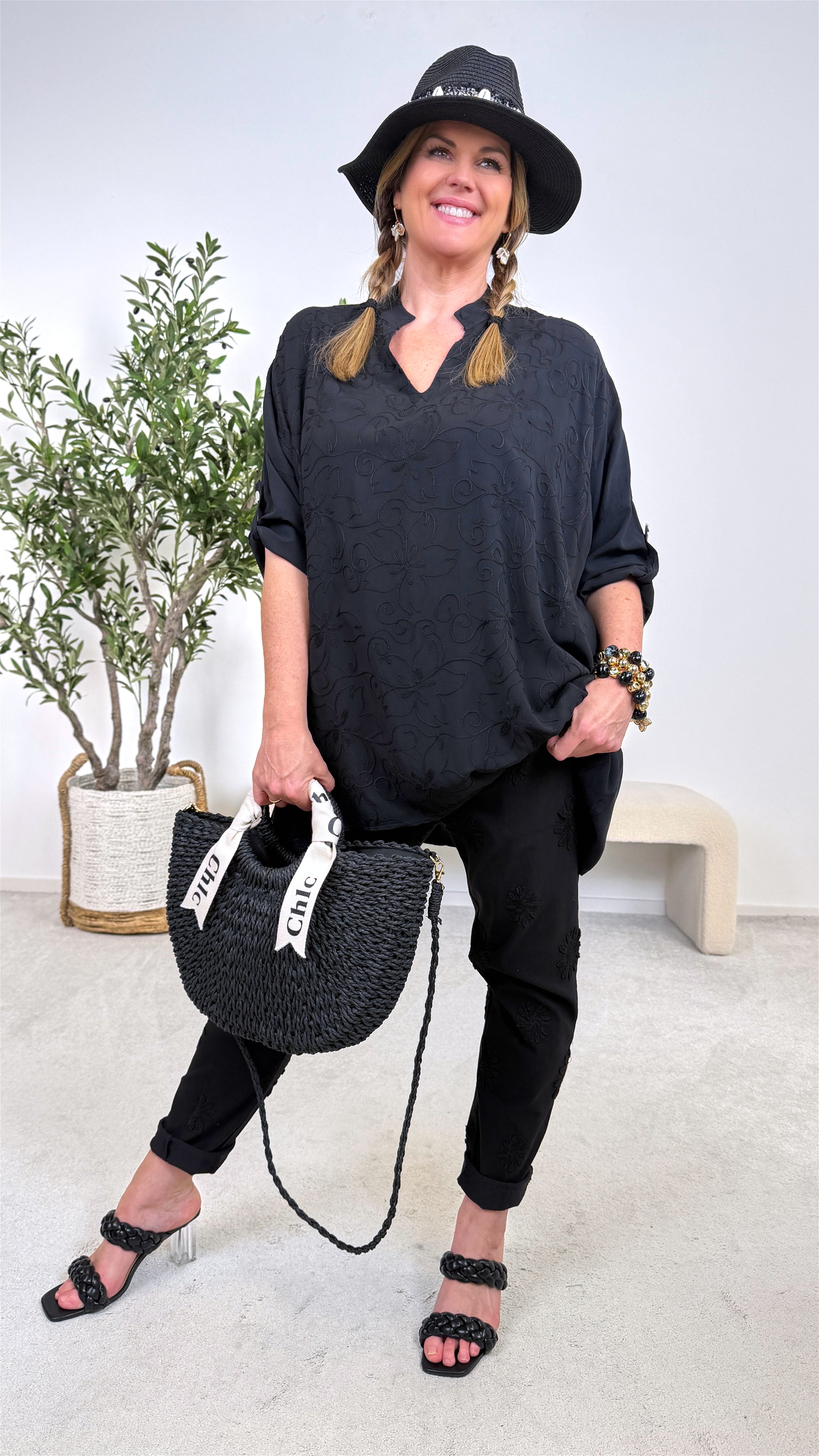 Long-Bluse Spring Breeze *Schwarz*