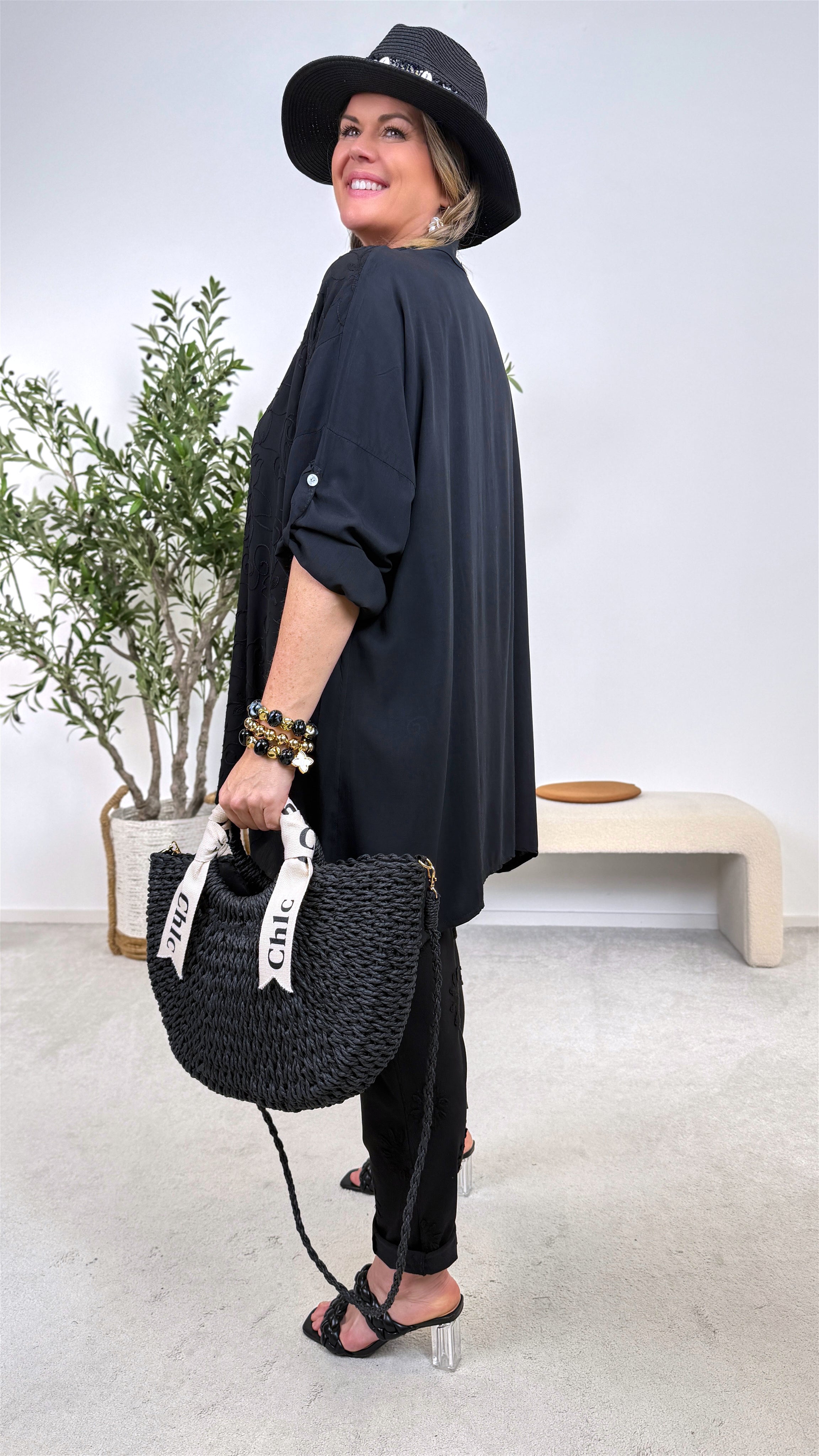 Long-Bluse Spring Breeze *Schwarz*