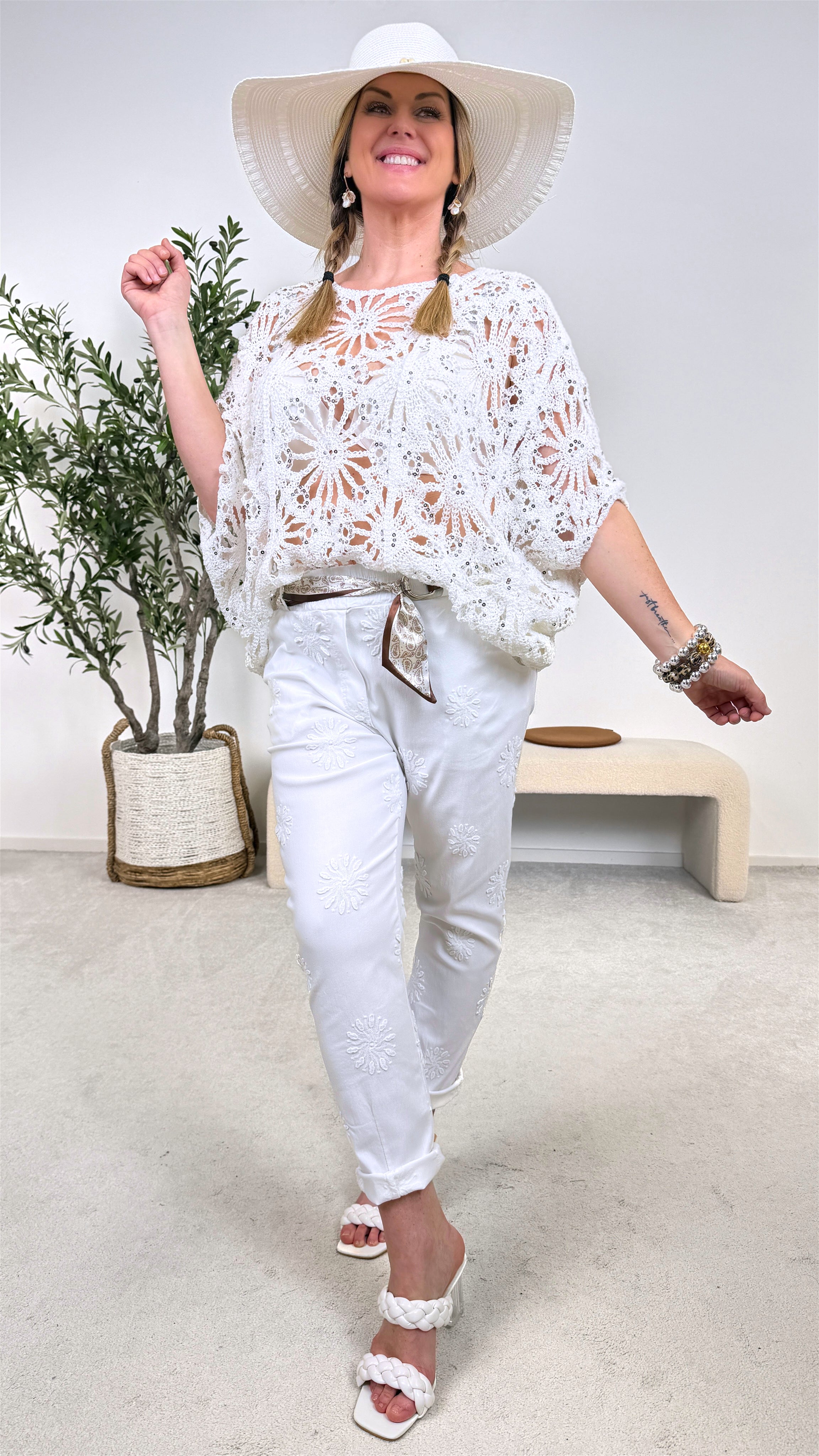 Jogpants BOHO Flower *Weiß*