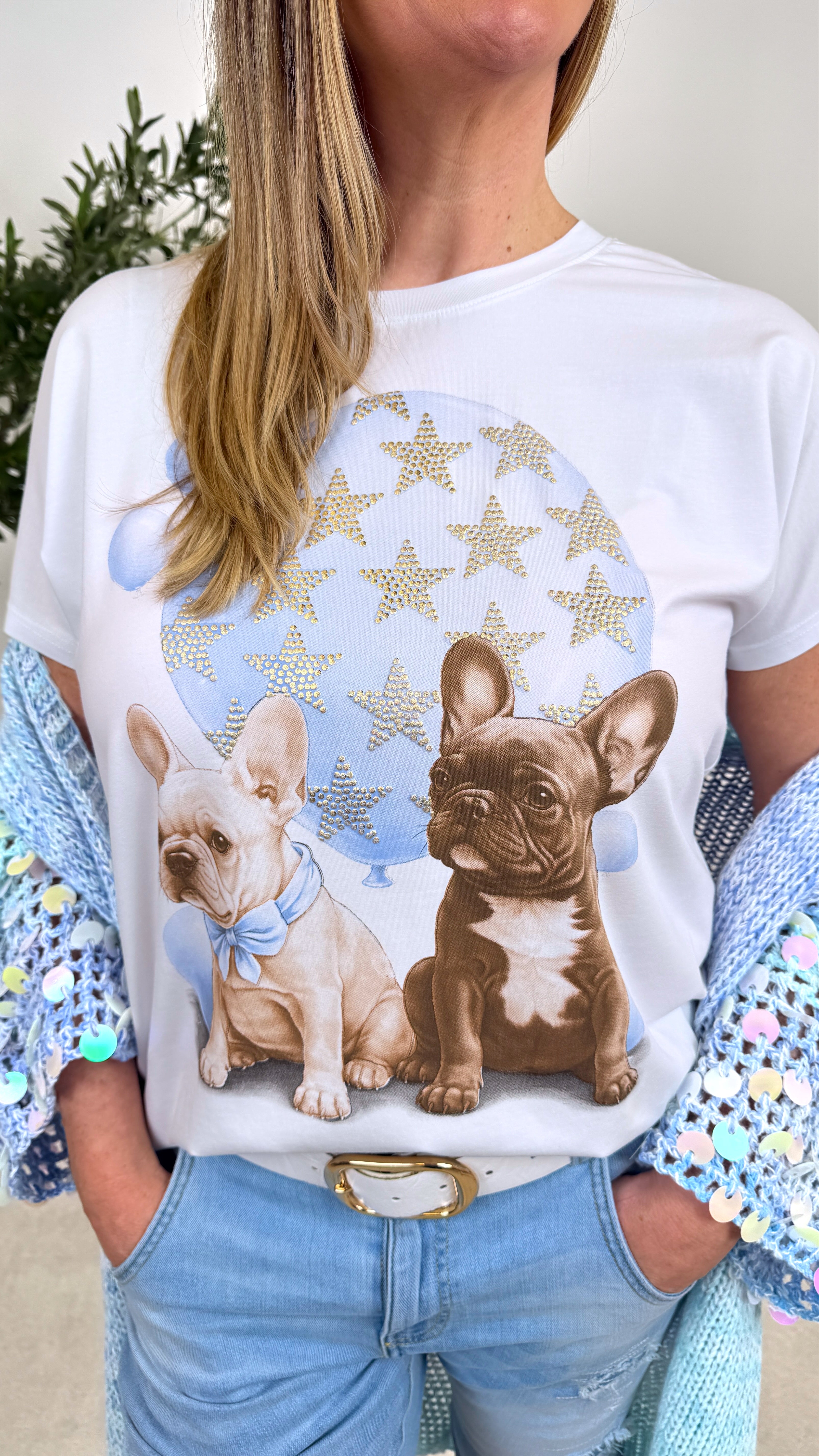 T-Shirt Cute Dog *Blau*