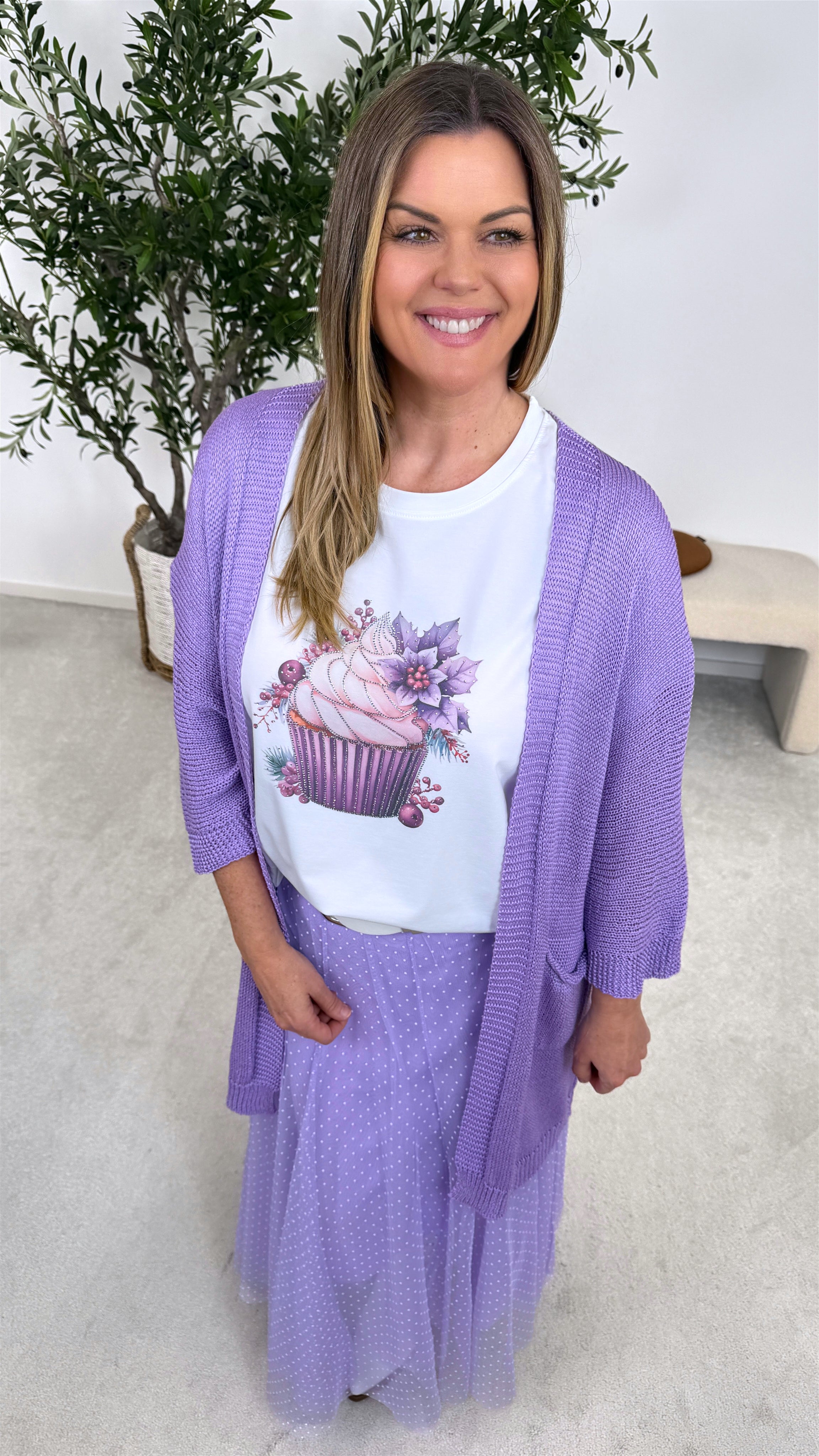 Netz-Strickjacke Turin *Lila*