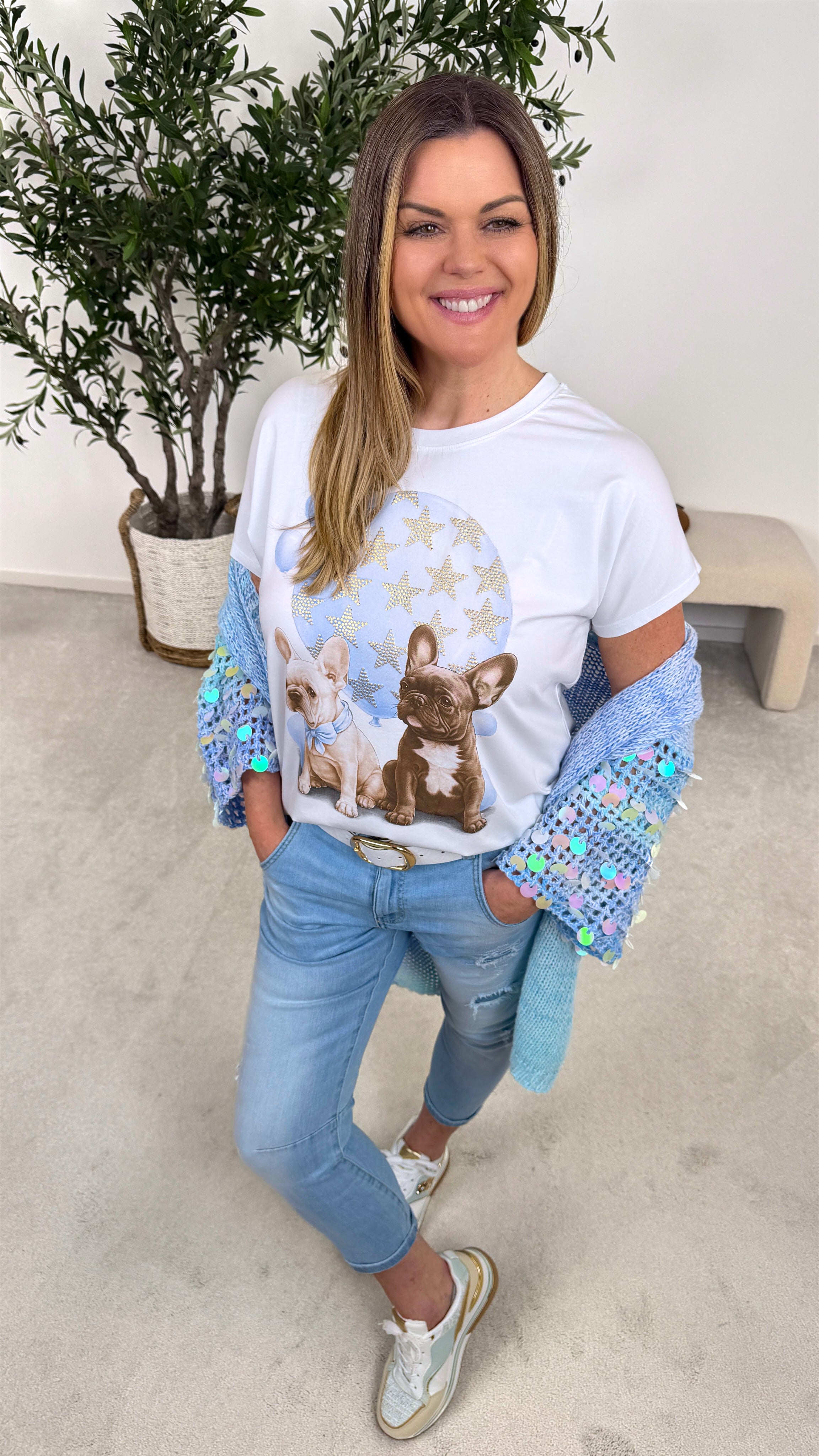 T-Shirt Cute Dog *Blau*