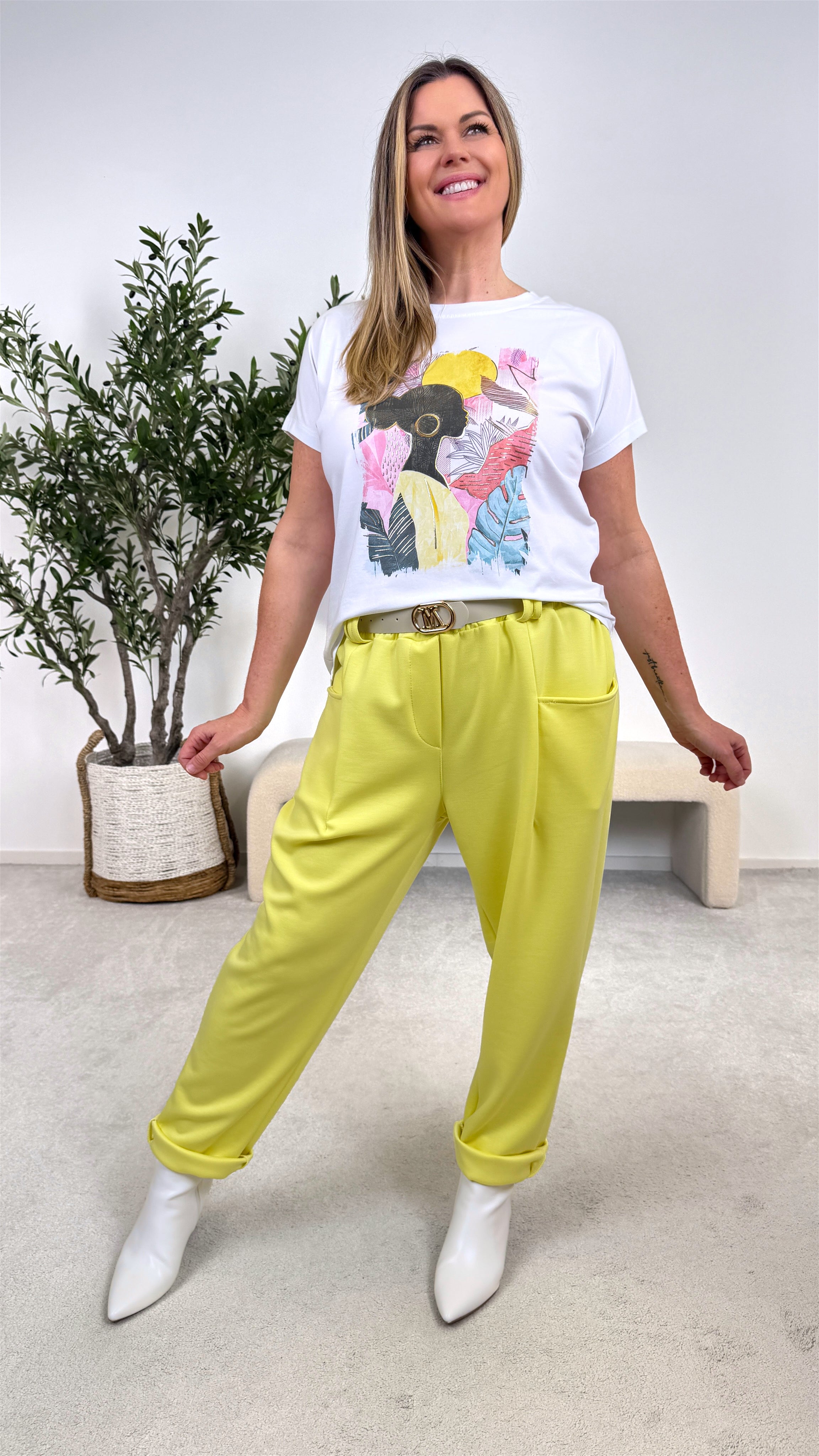 T-Shirt Golden Jungle Print *Bunt*