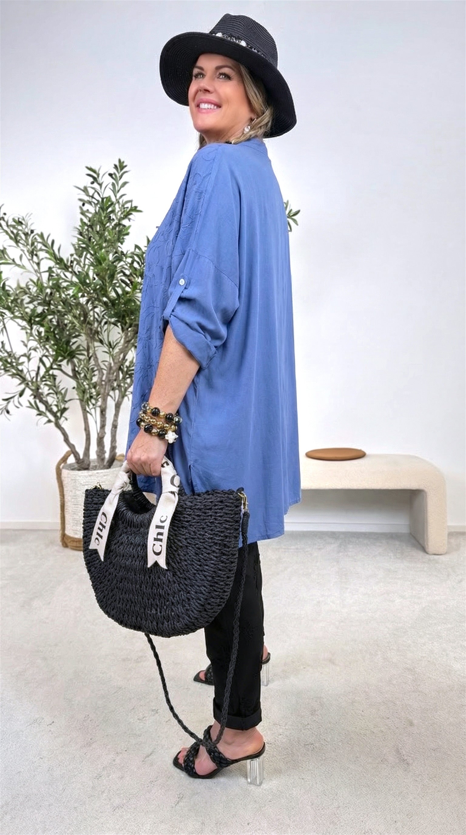 Long-Bluse Spring Breeze *Jeansblau*