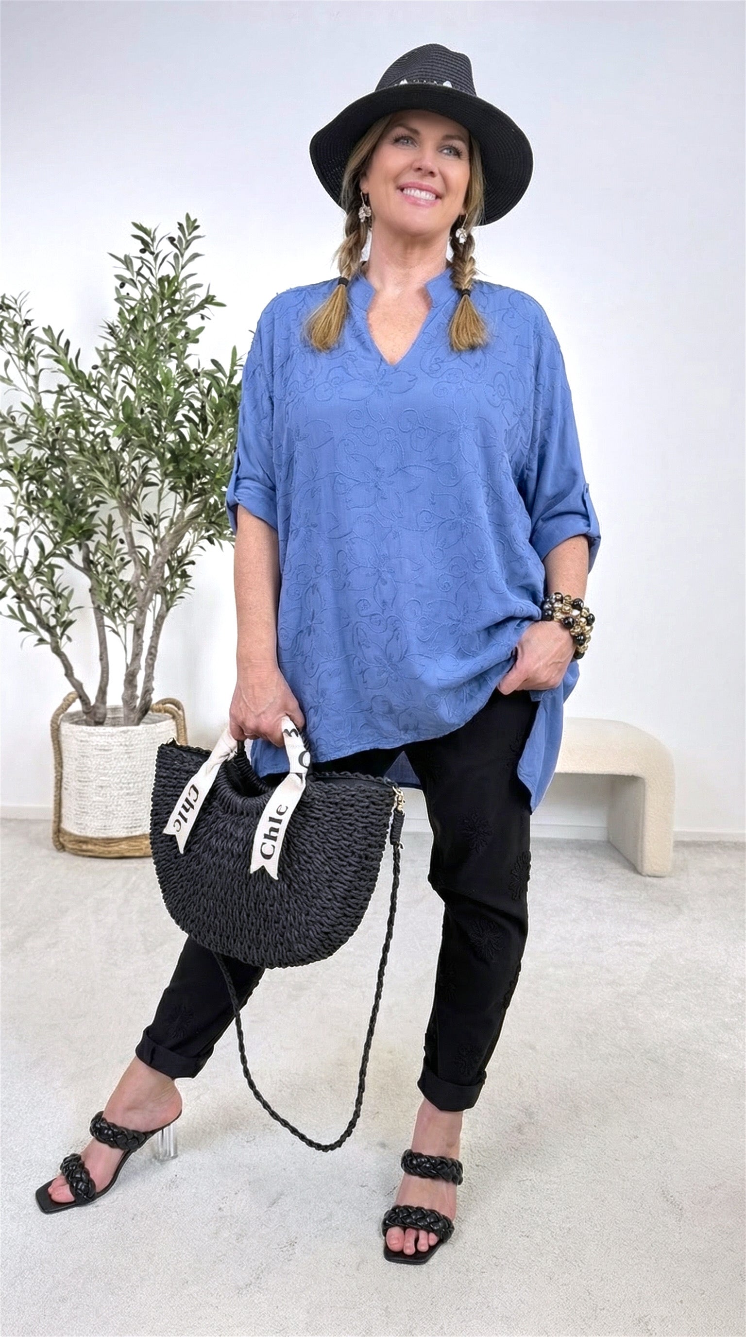 Long-Bluse Spring Breeze *Jeansblau*