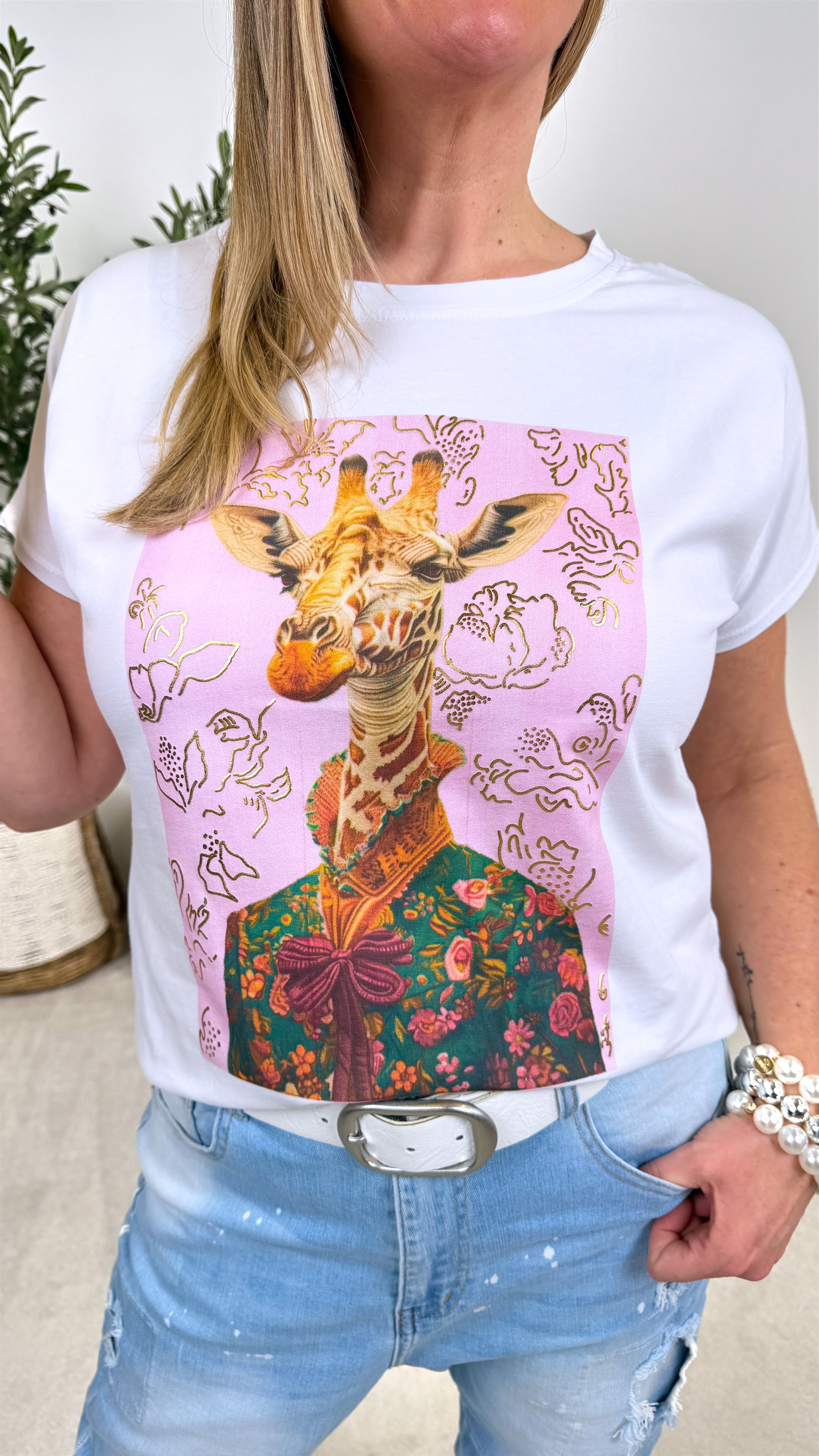 T-Shirt Pink Giraffe