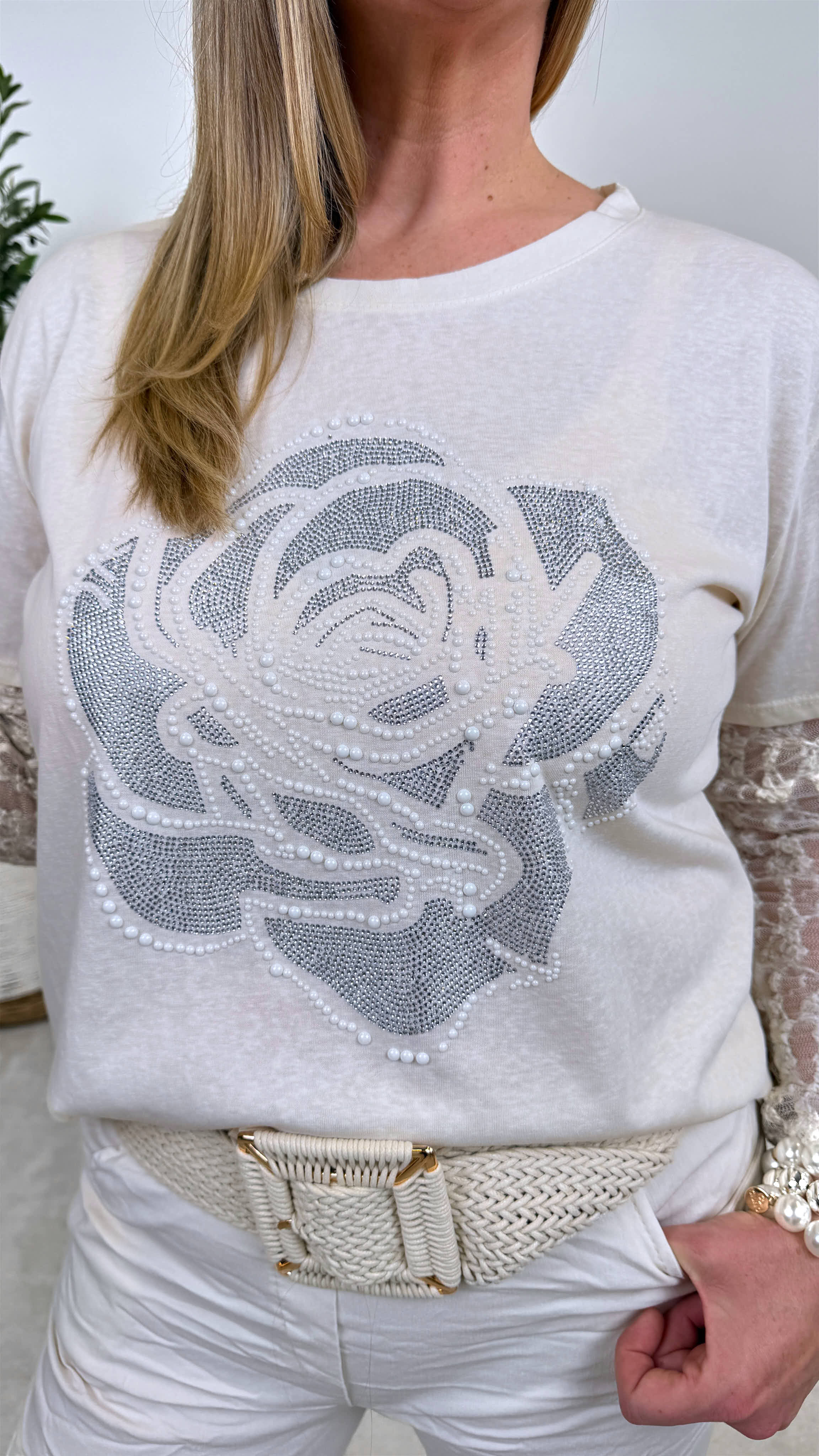Langarmshirt Rose Poetry *Creme*