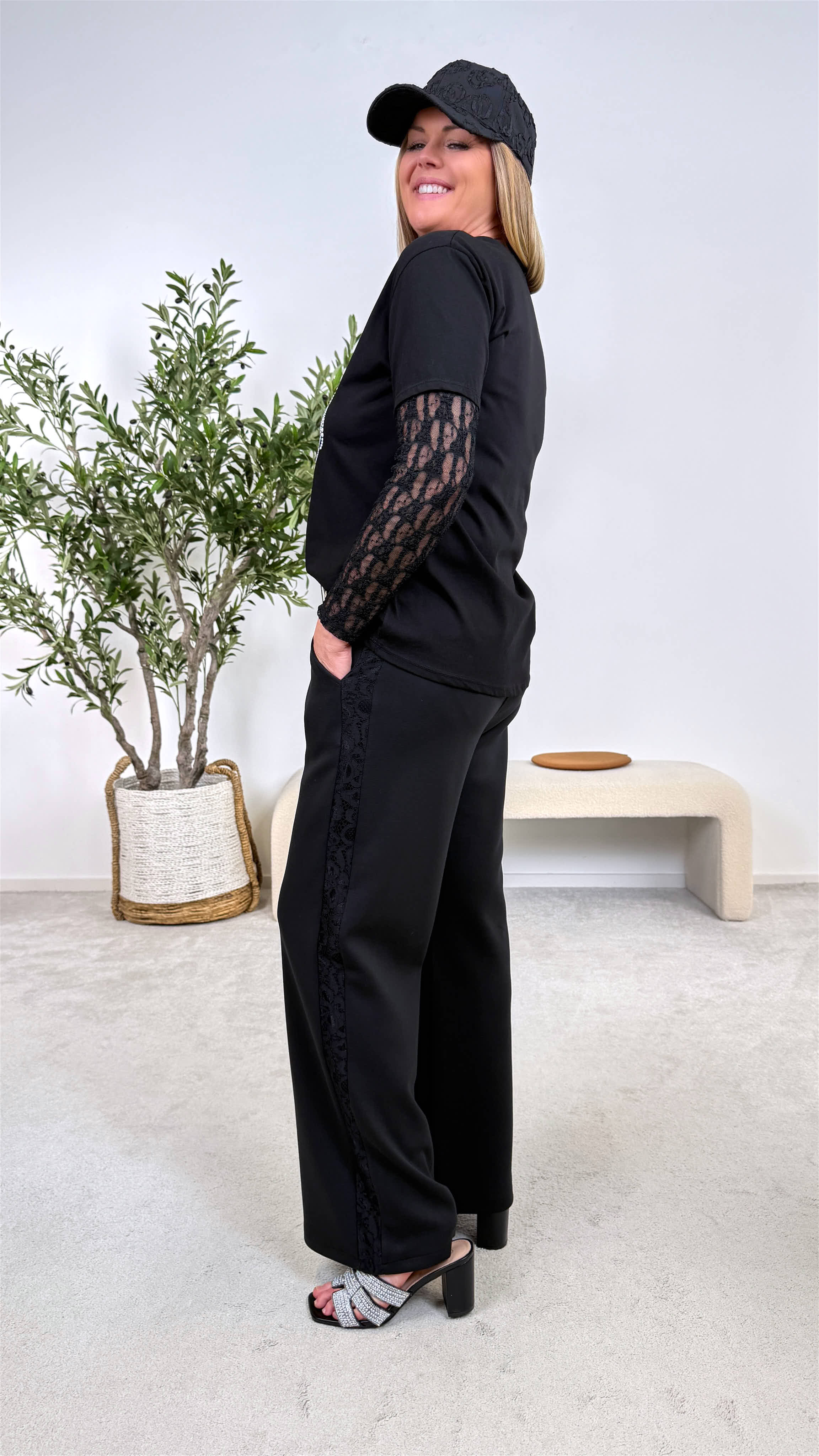 Langarmshirt Rose Poetry *Schwarz*