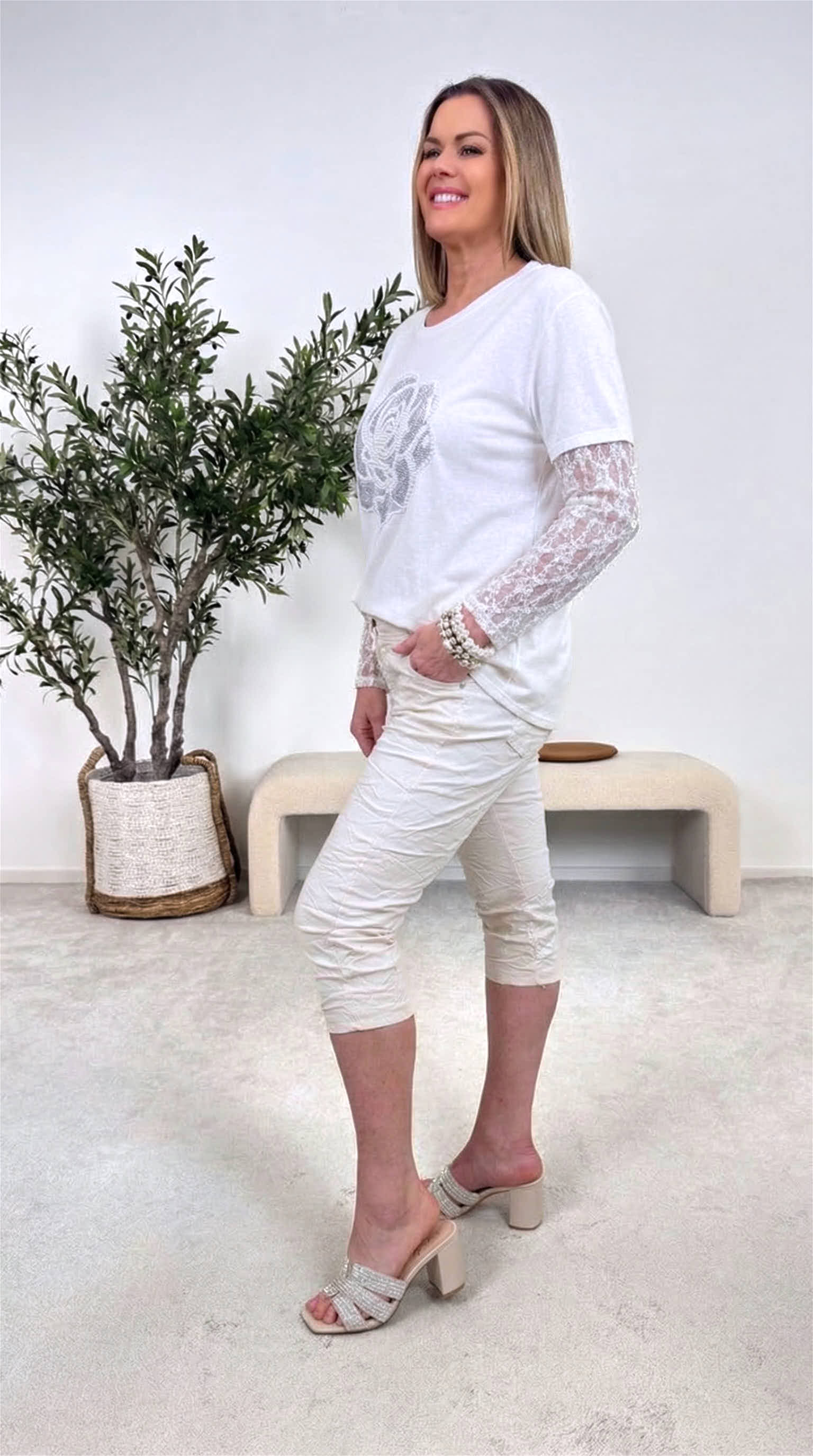 Langarmshirt Rose Poetry *Weiß*