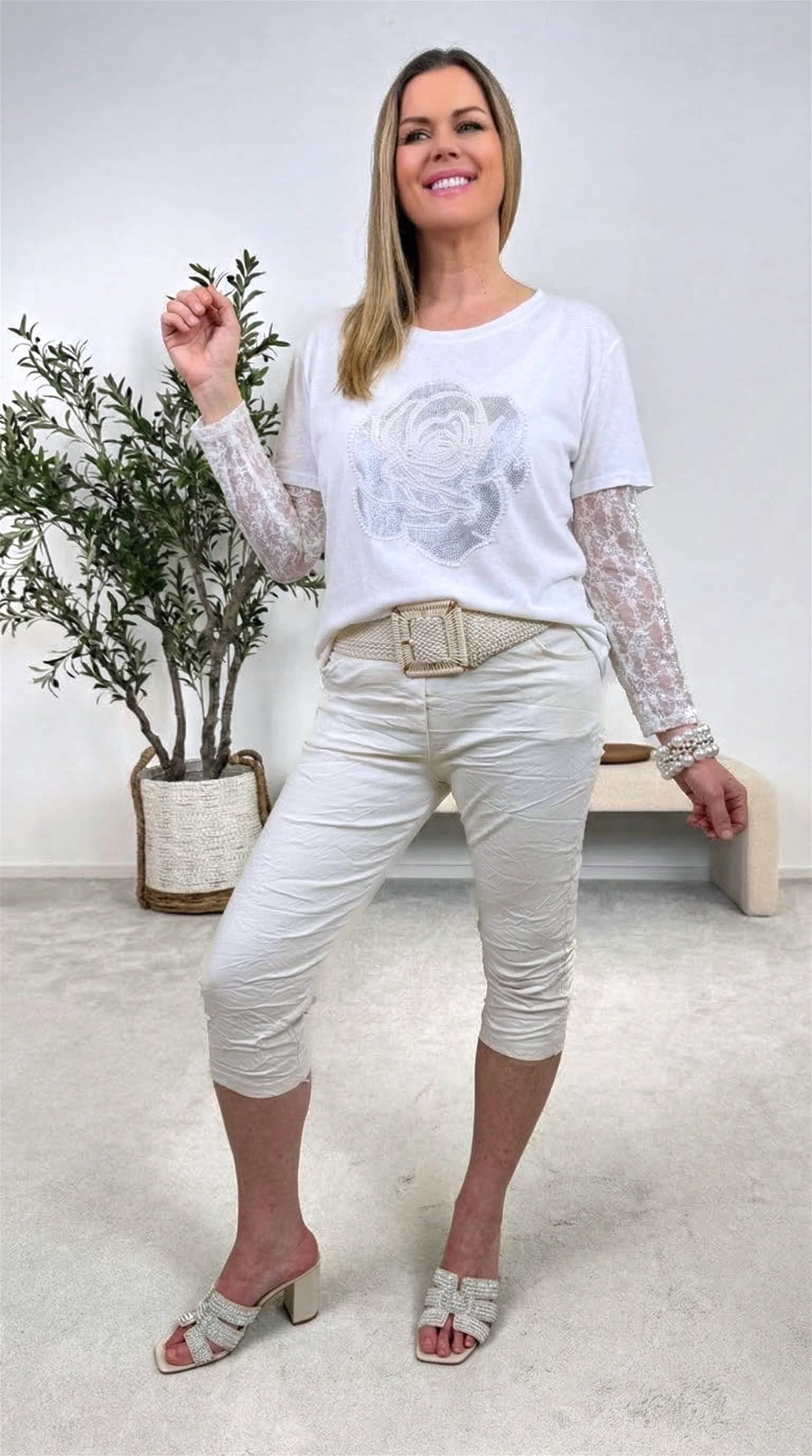 Langarmshirt Rose Poetry *Weiß*