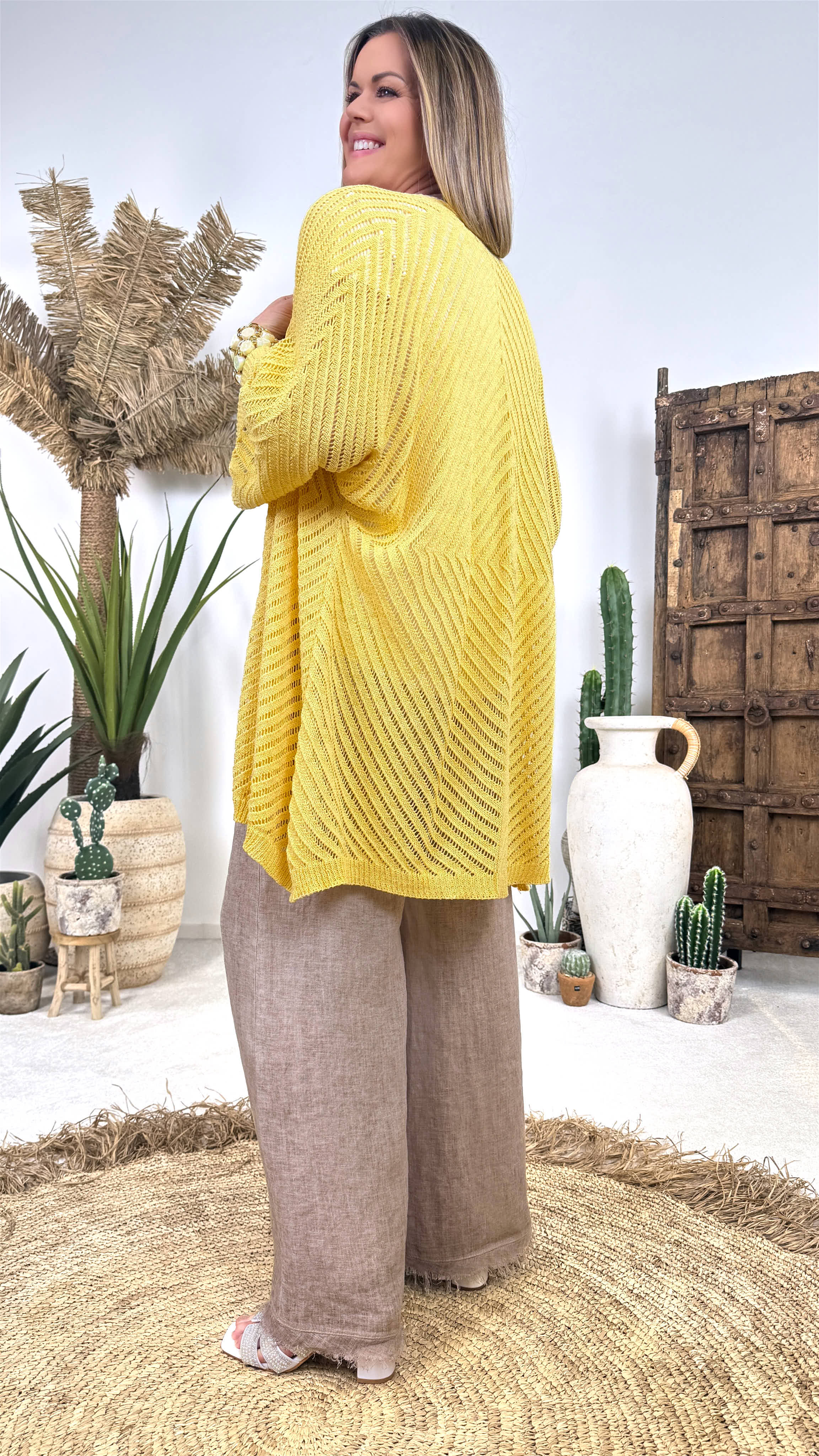 Netz Strickjacke Golden Hour *Gelb*