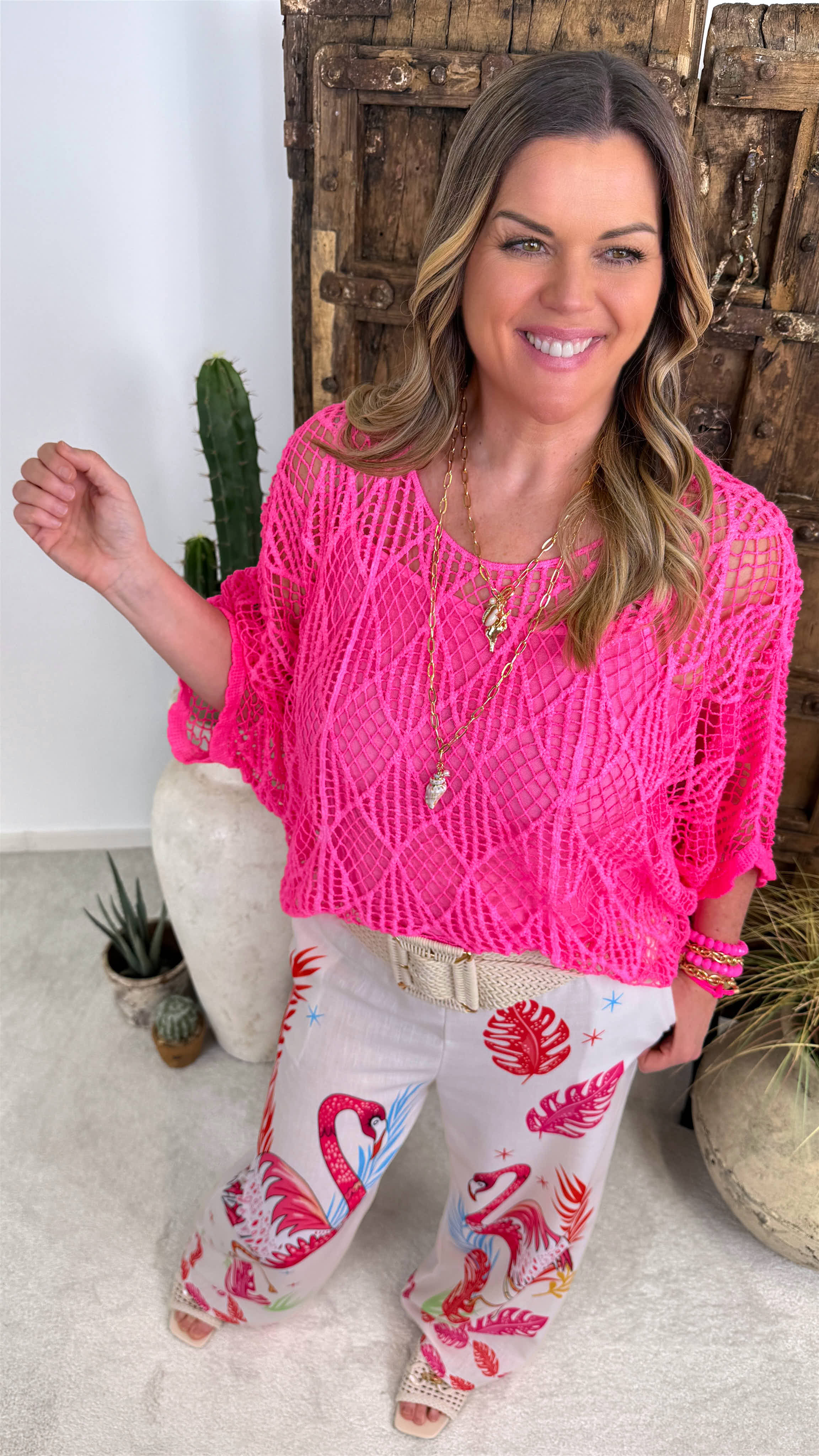 Häkelshirt Sandy Love *Neon Pink*