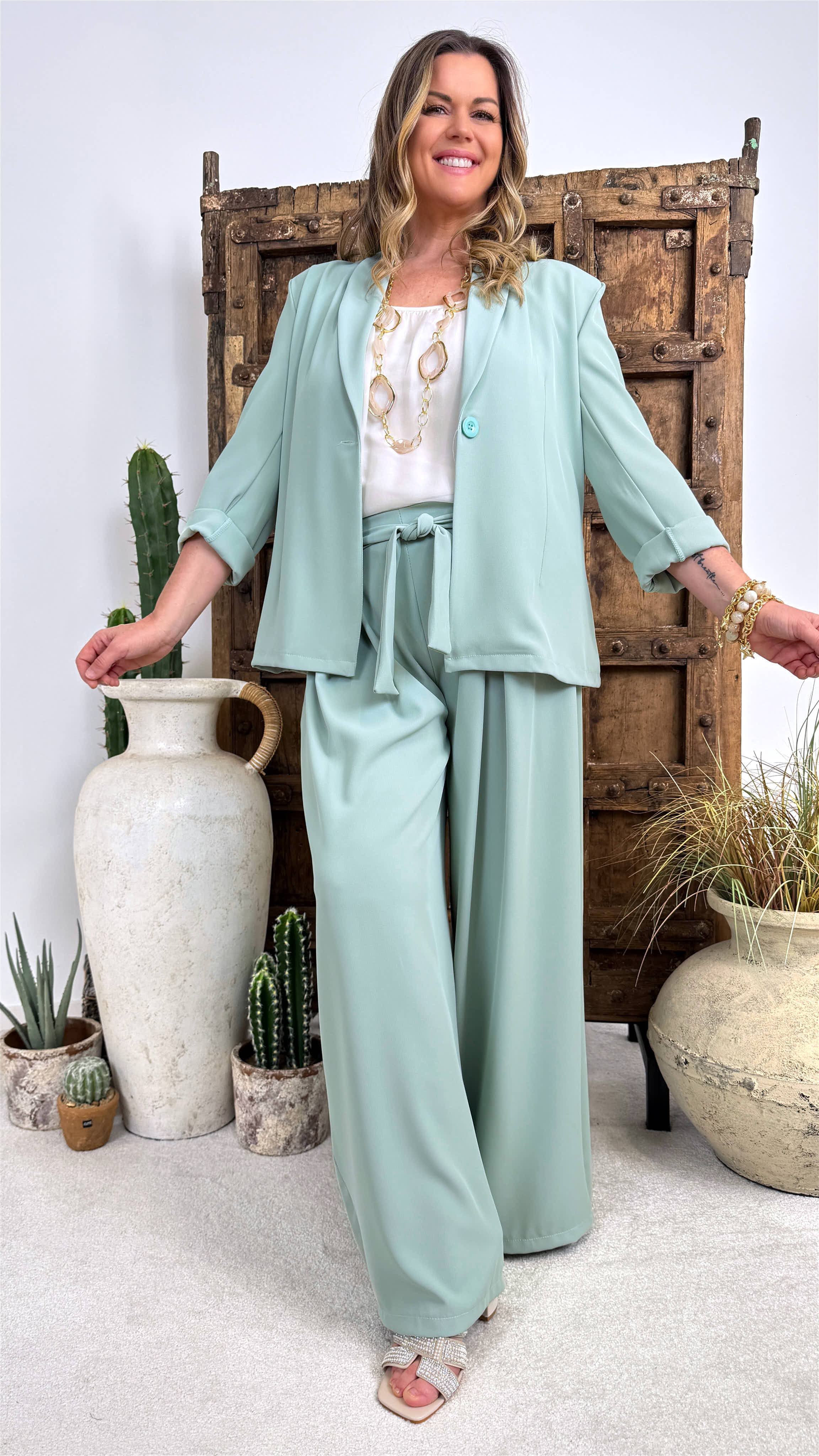 Weite Hose Milano Elegance *Salbei*