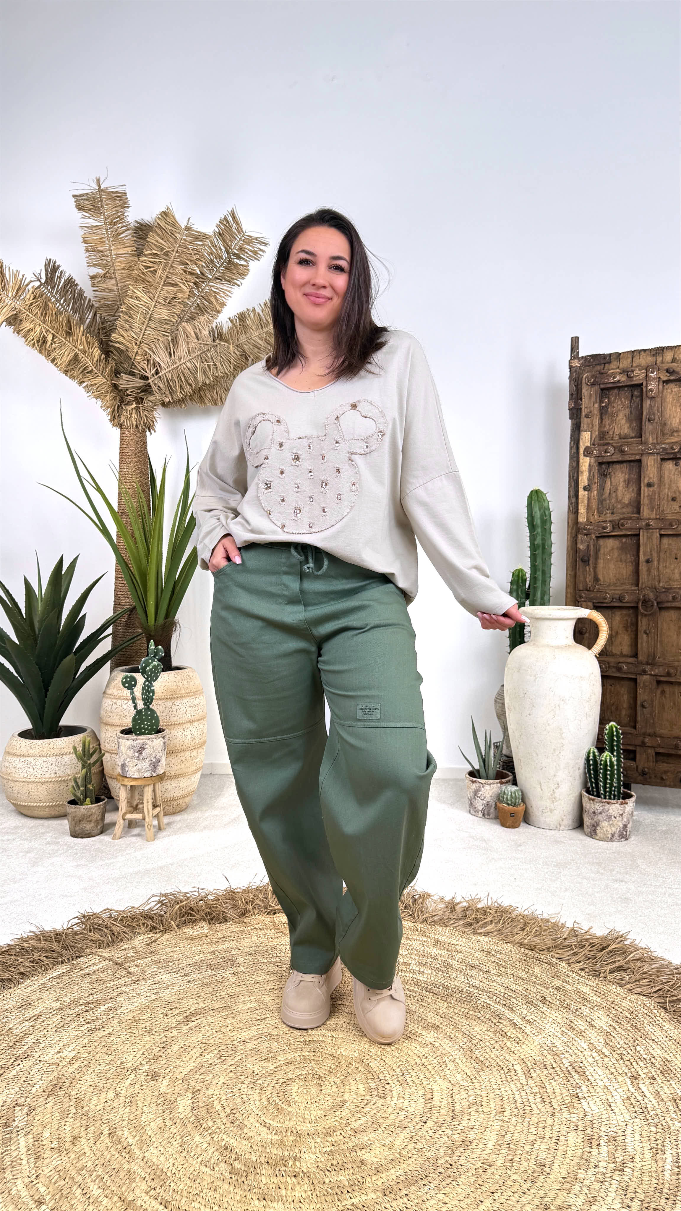 Langarmshirt Sweet Queen *Beige*