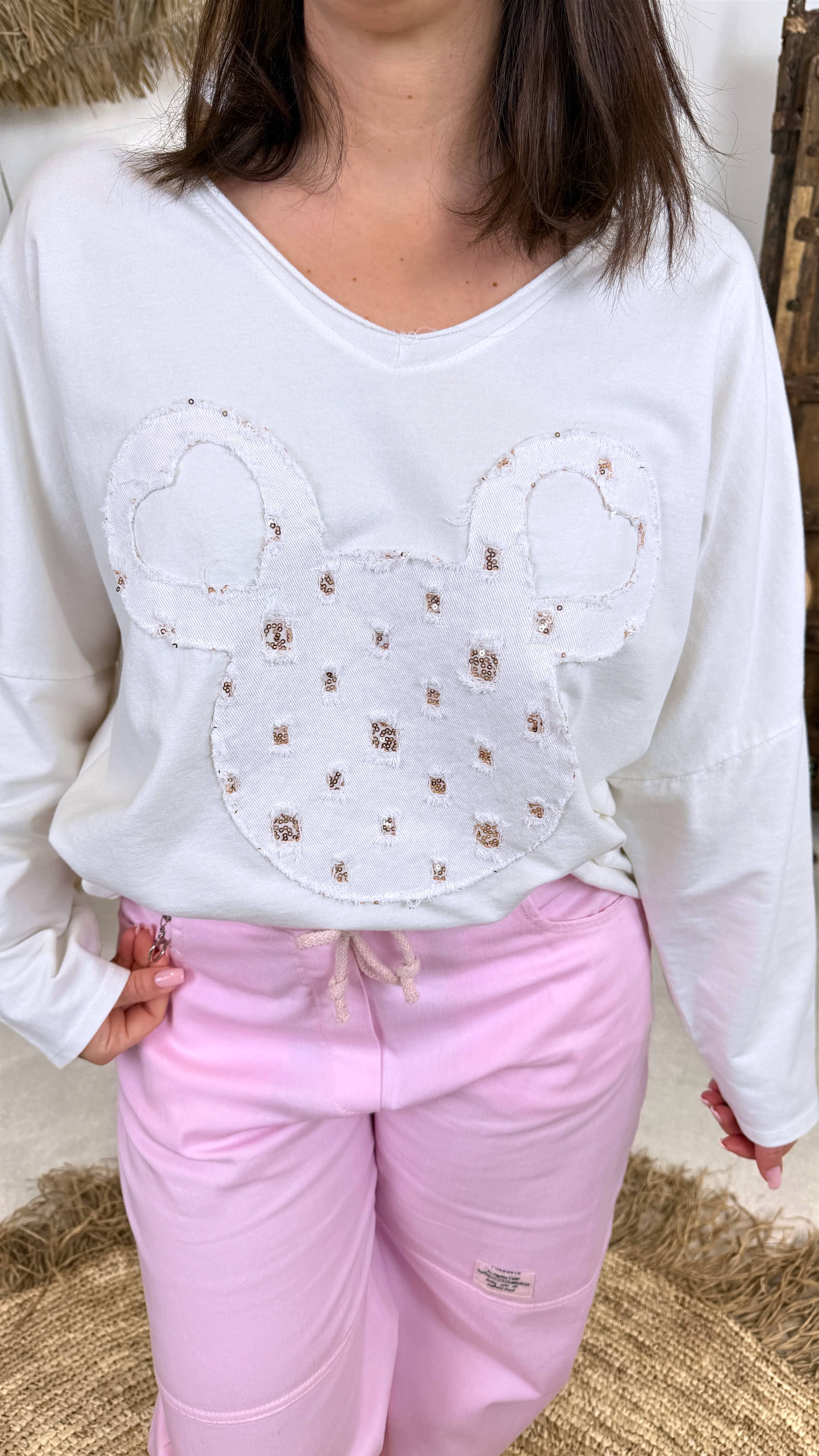 Langarmshirt Sweet Queen *Weiß*