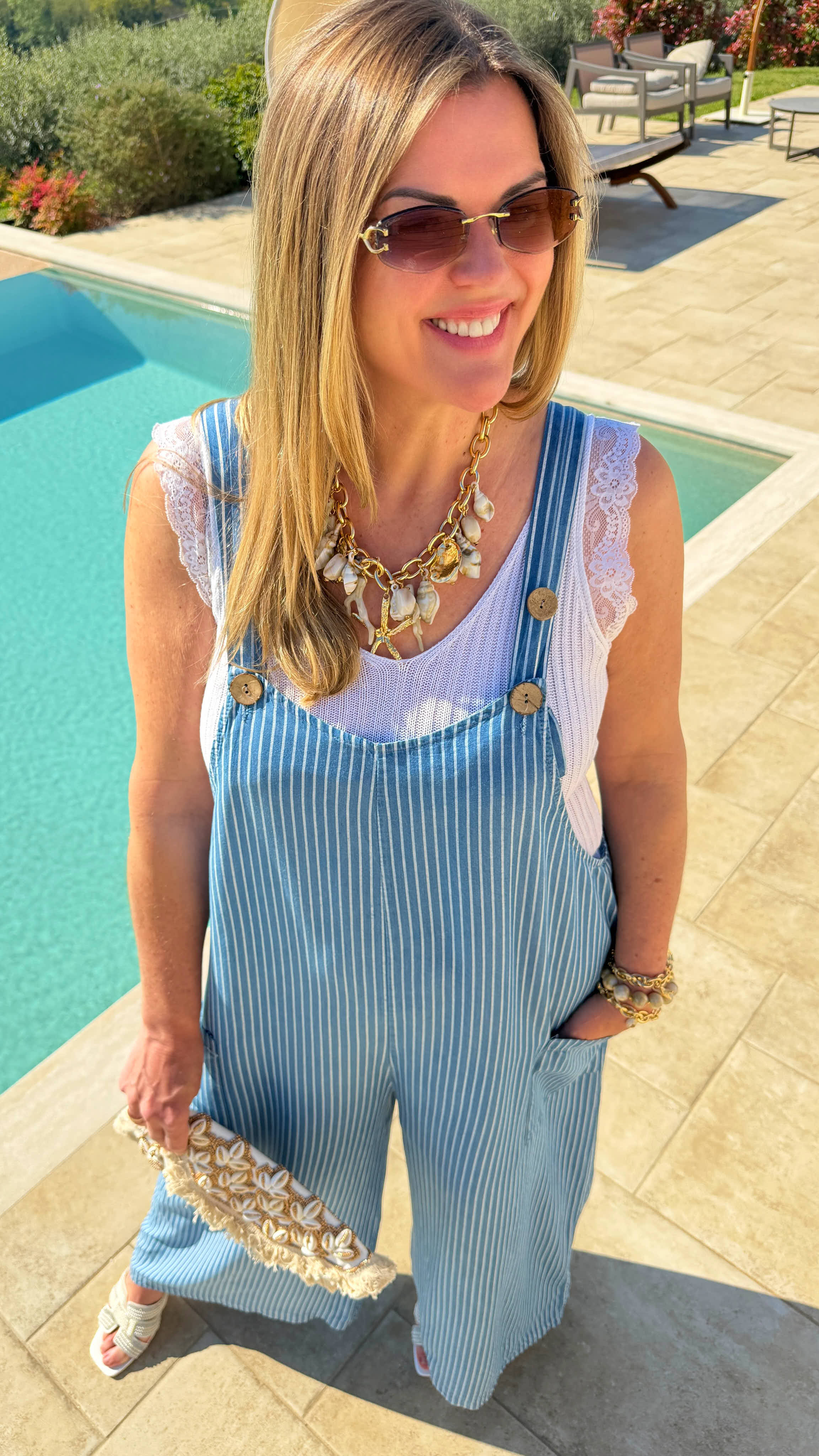 Latzhose Sailor Stripe *Mittelblau*