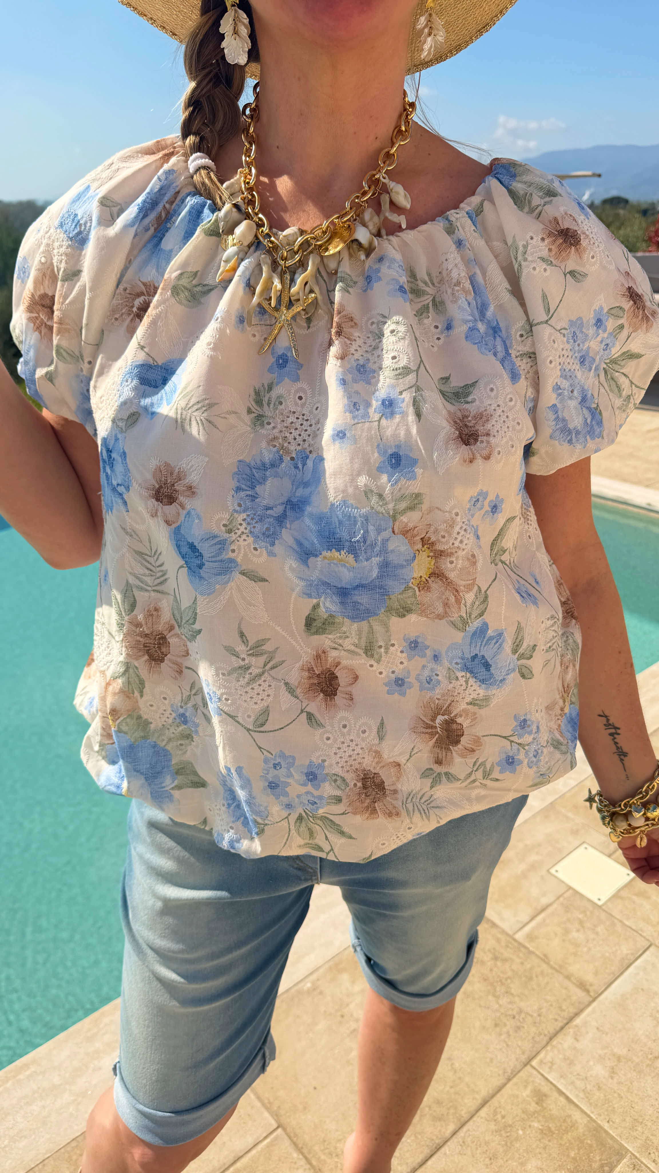 Bluse Toscana Bloom *Blau*