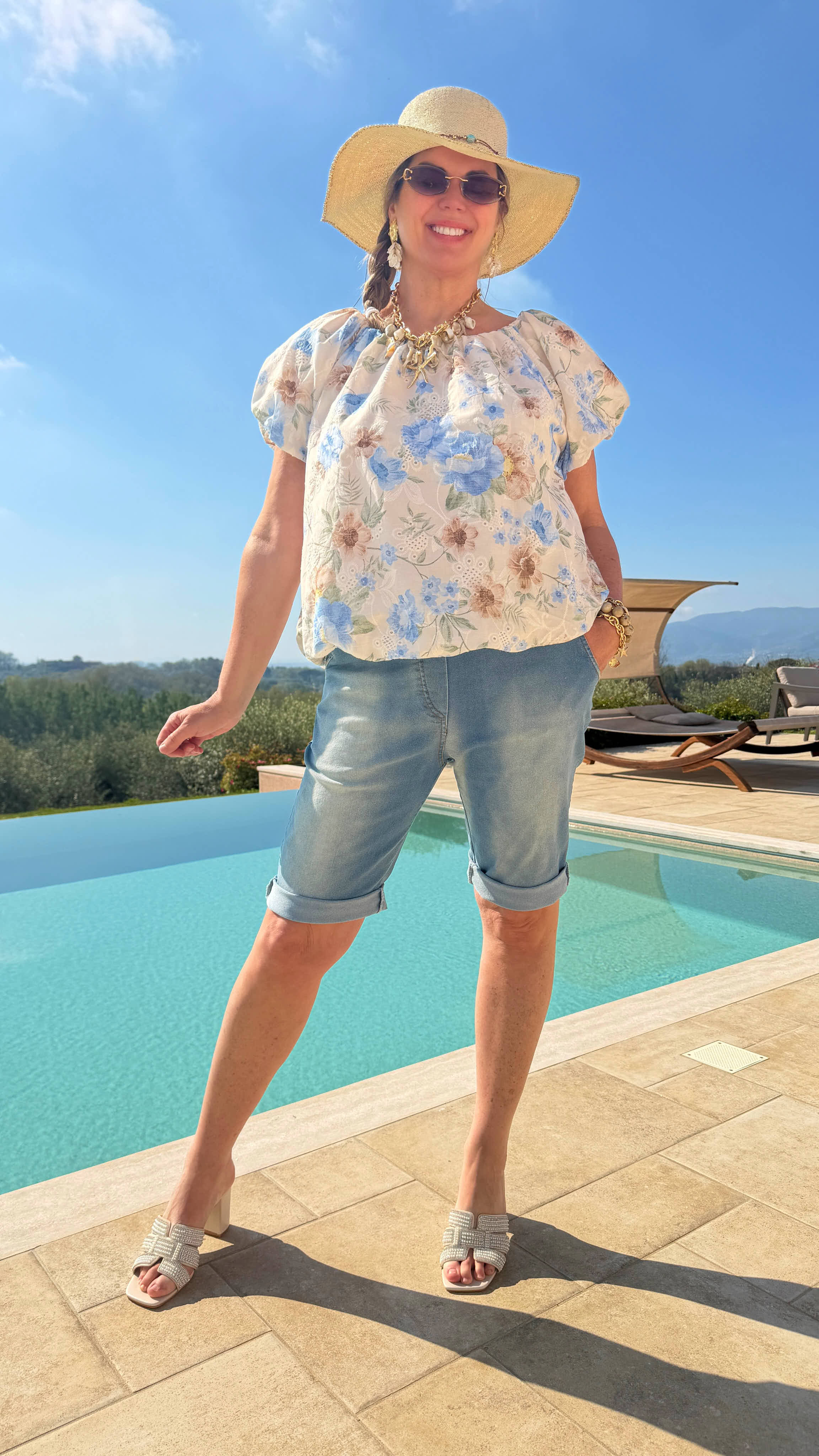 Bluse Toscana Bloom *Blau*