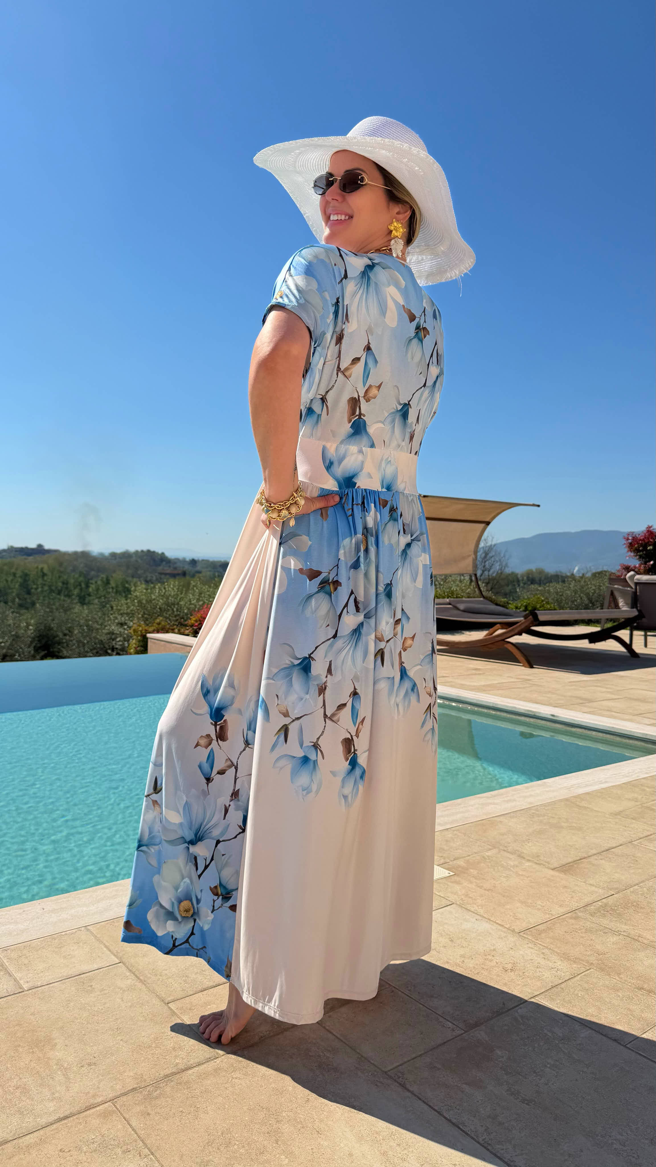 Langes Kleid Blush Blossom *Blau*