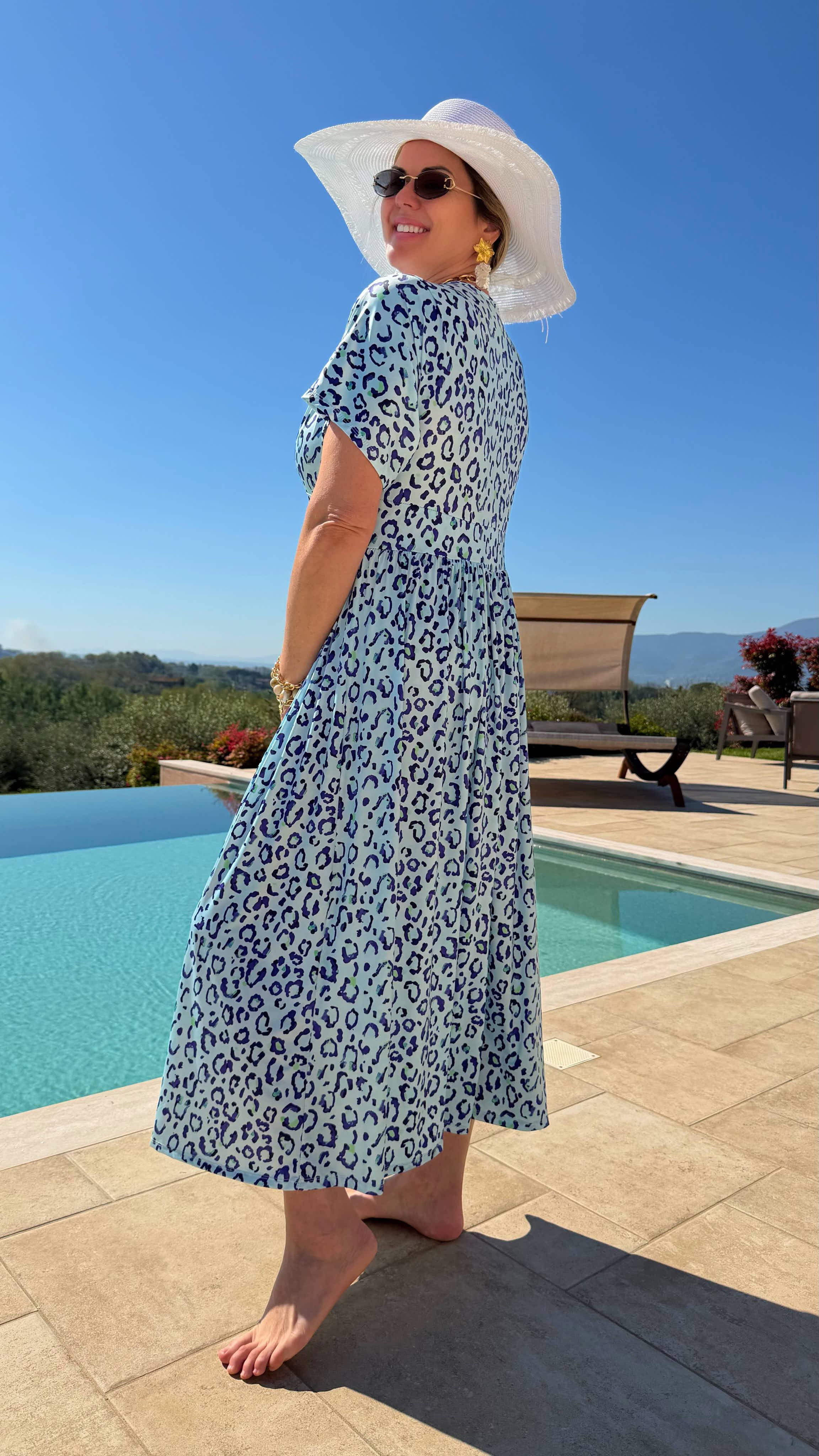 Langes Kleid Color Leo *Blau*