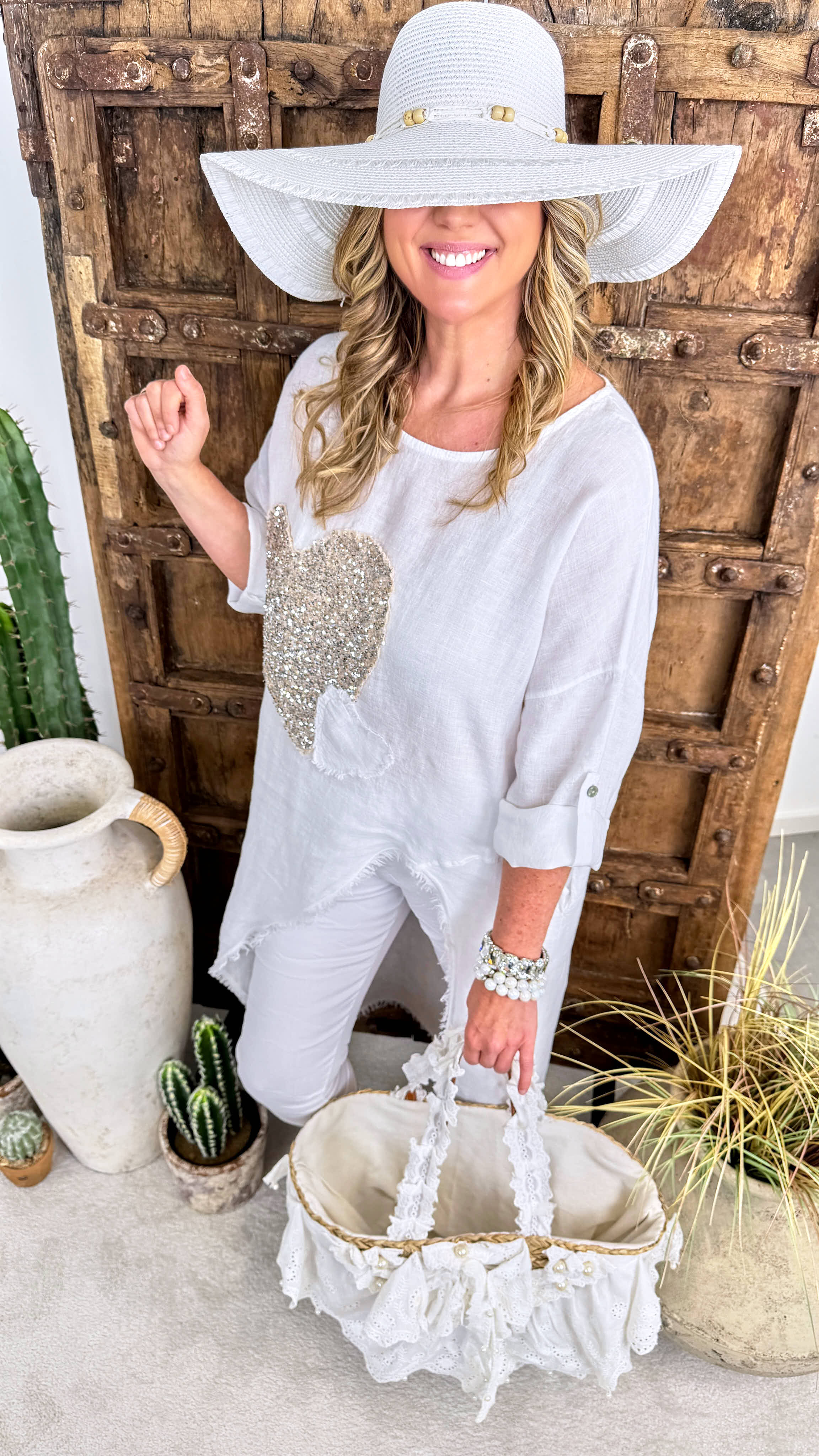 Leinen Long Shirt Summer Heart