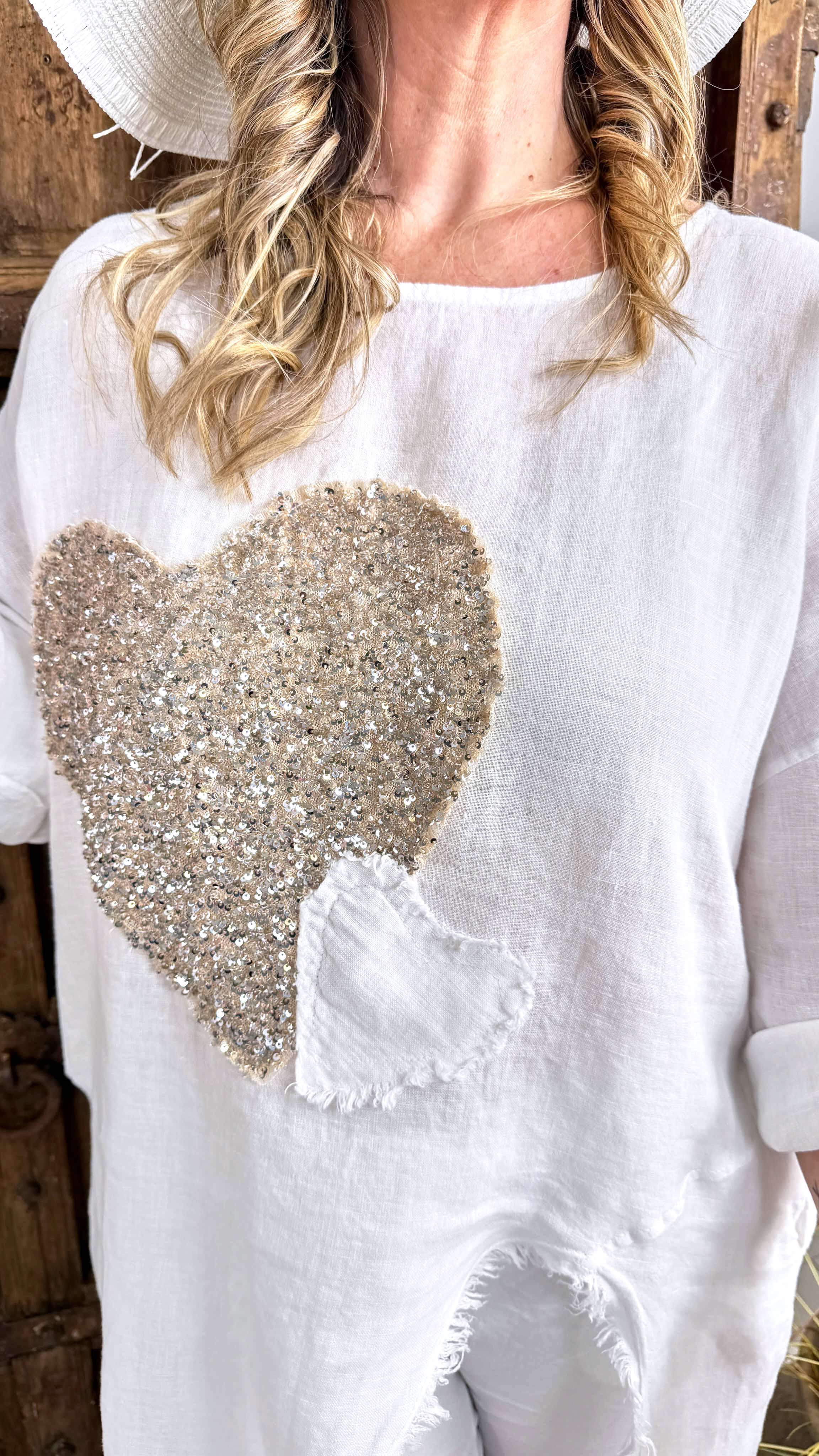 Leinen Long Shirt Summer Heart