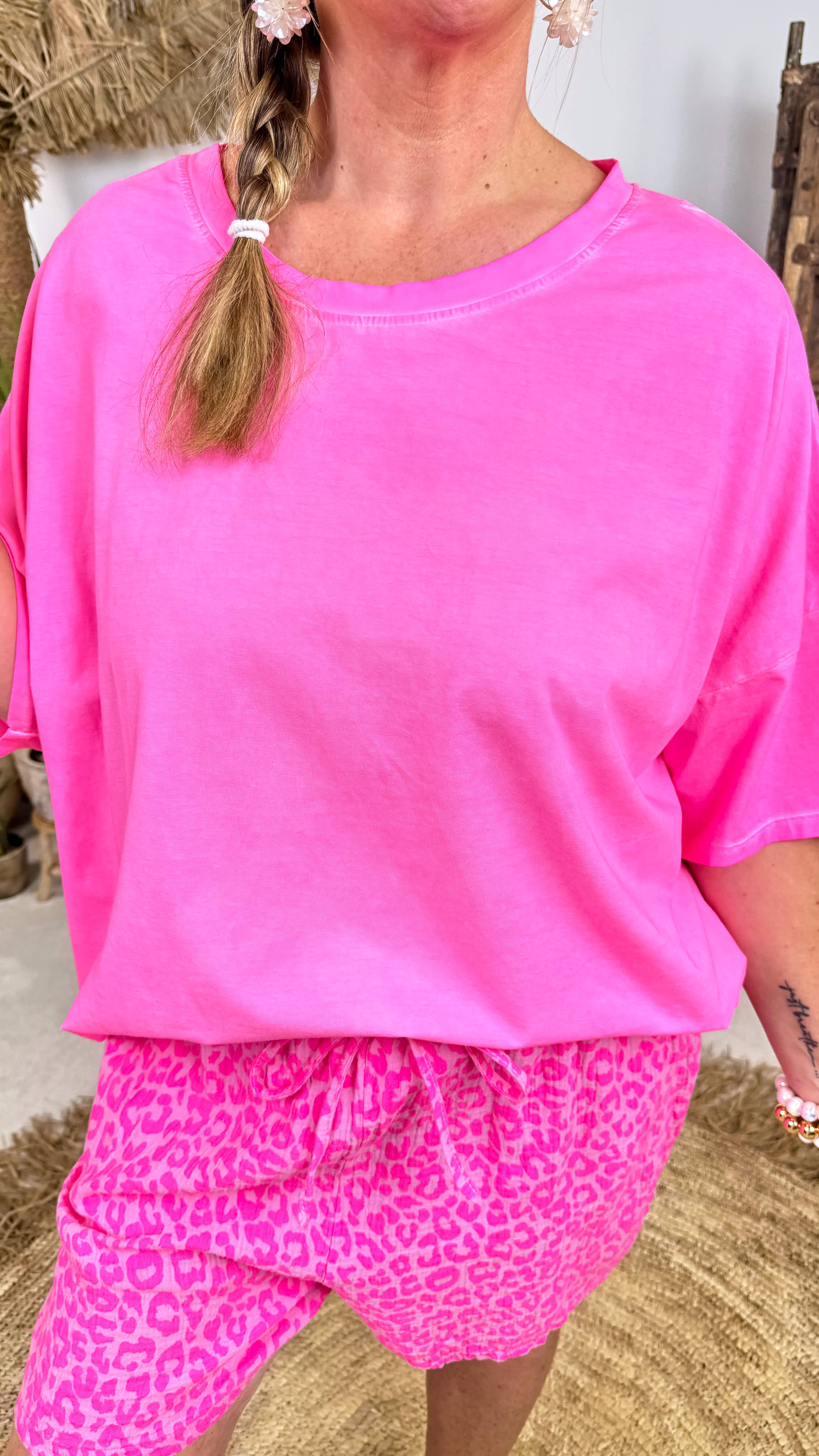 Oversized Shirt Power Mood *Neon Pink*