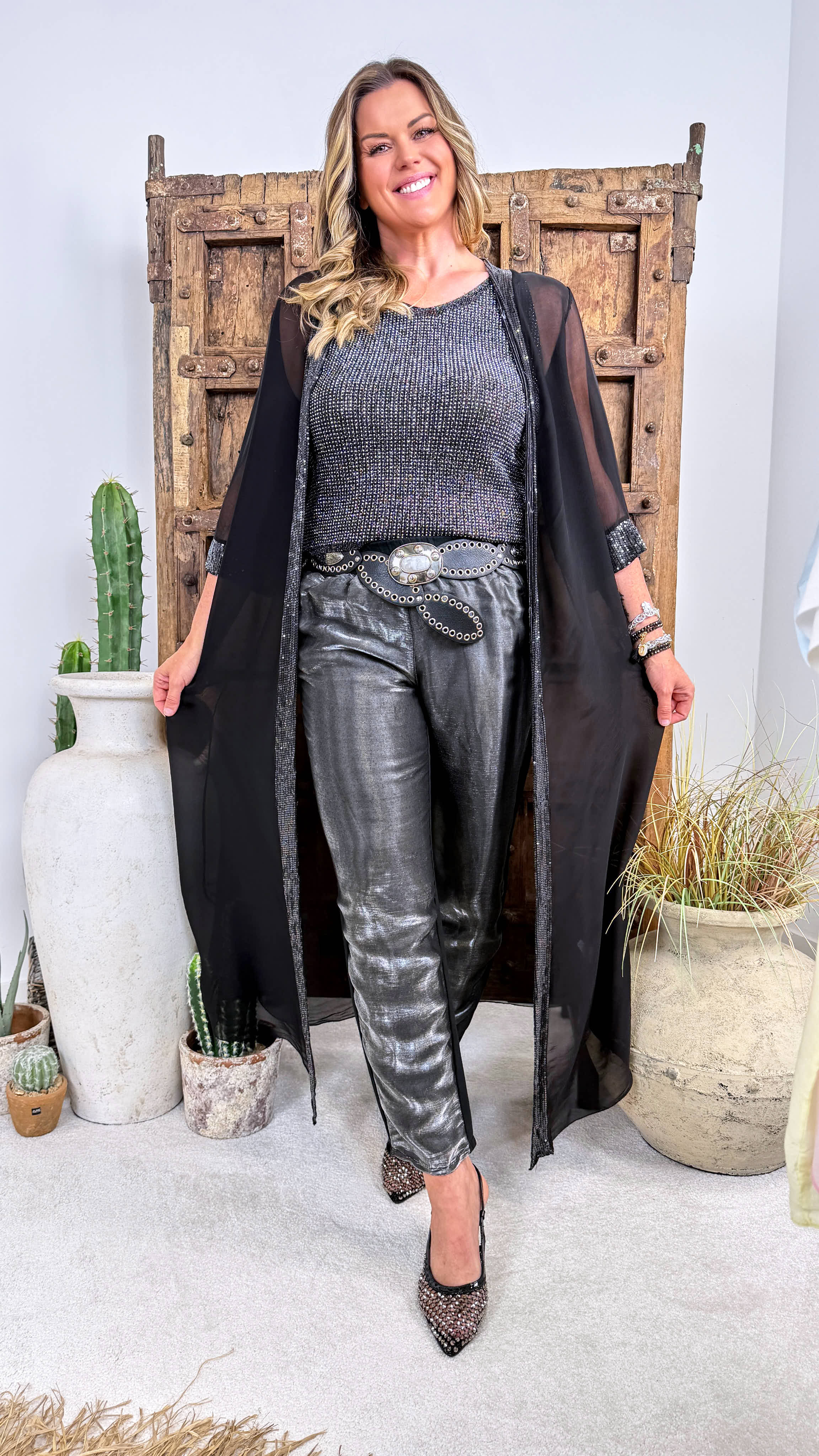 Seiden Kaftan Nude Glow *Schwarz*