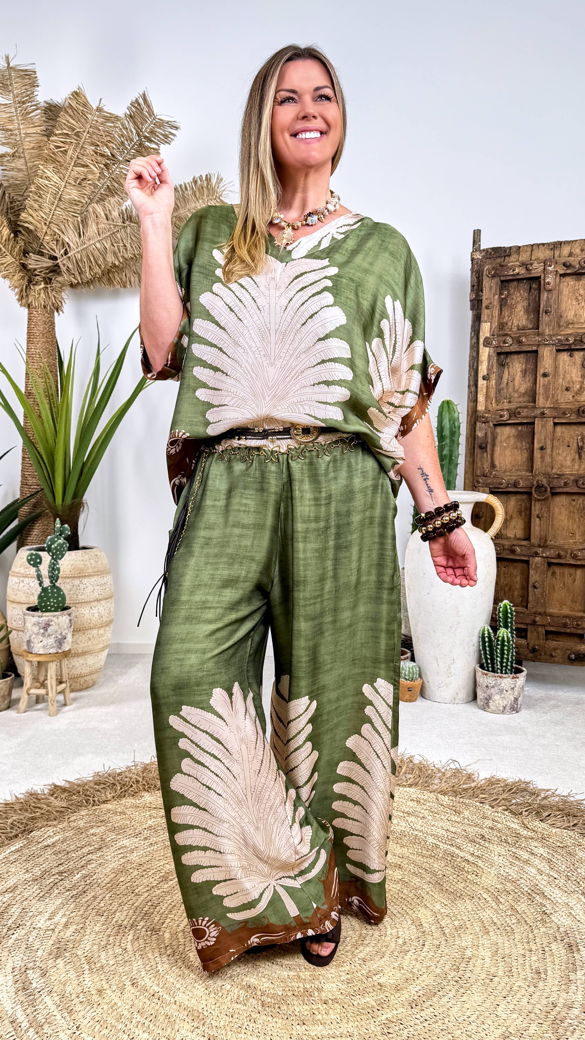 Culotte Hose Palm Paradise *Khaki*