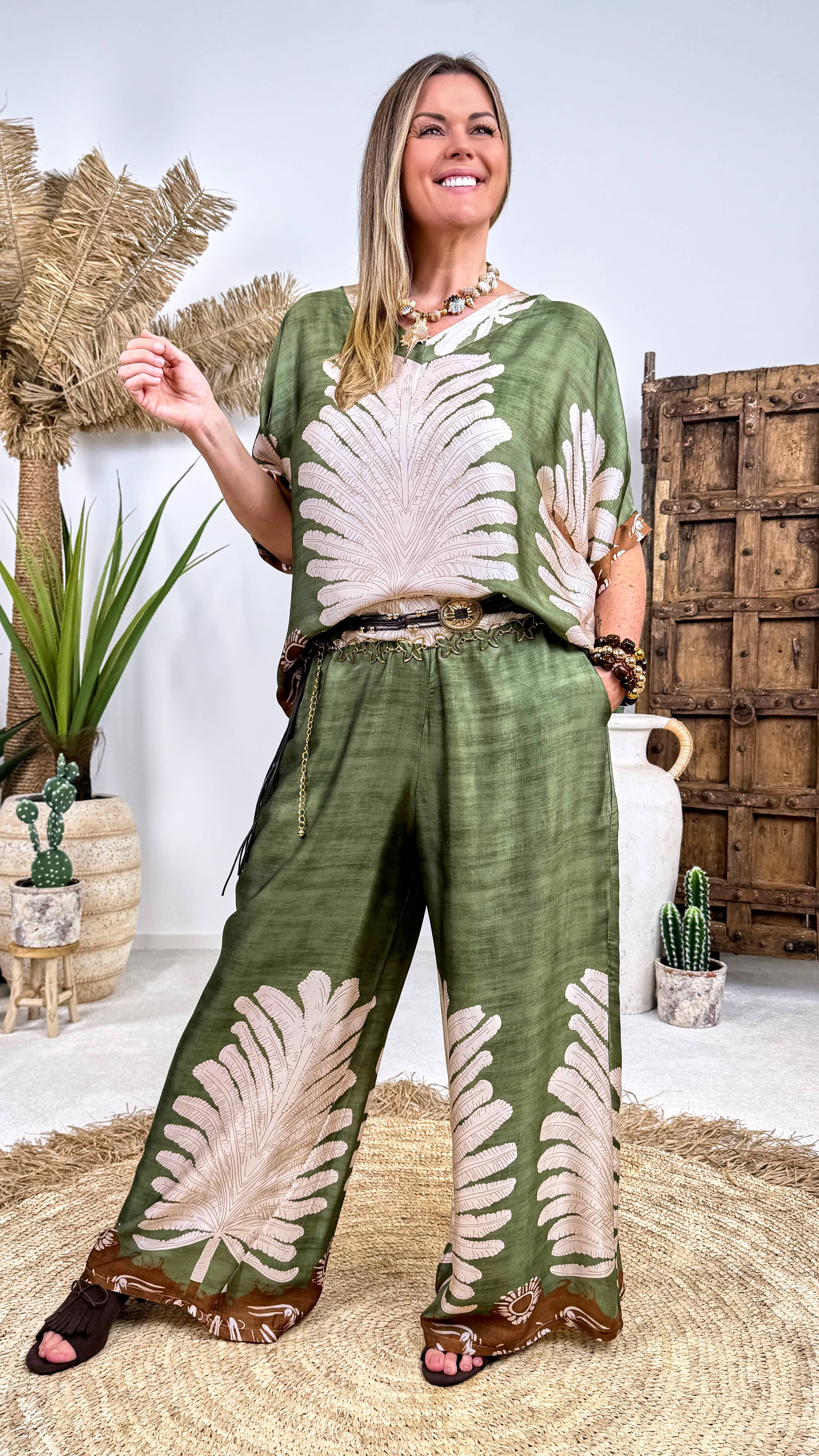 Culotte Hose Palm Paradise *Khaki*
