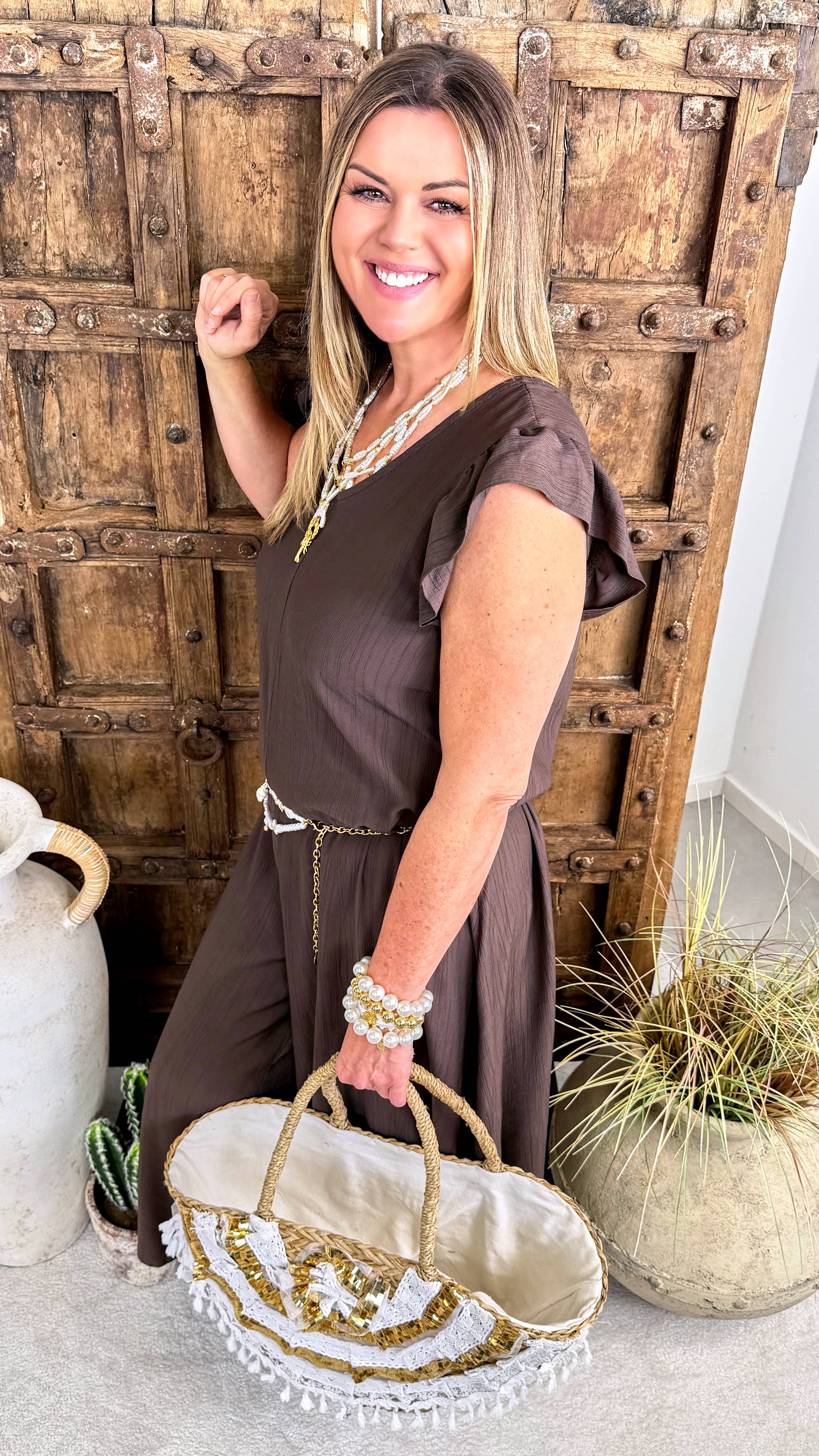 Langer Jumpsuit Sienna *Schoko* (lieferbar ab 15.5.26)