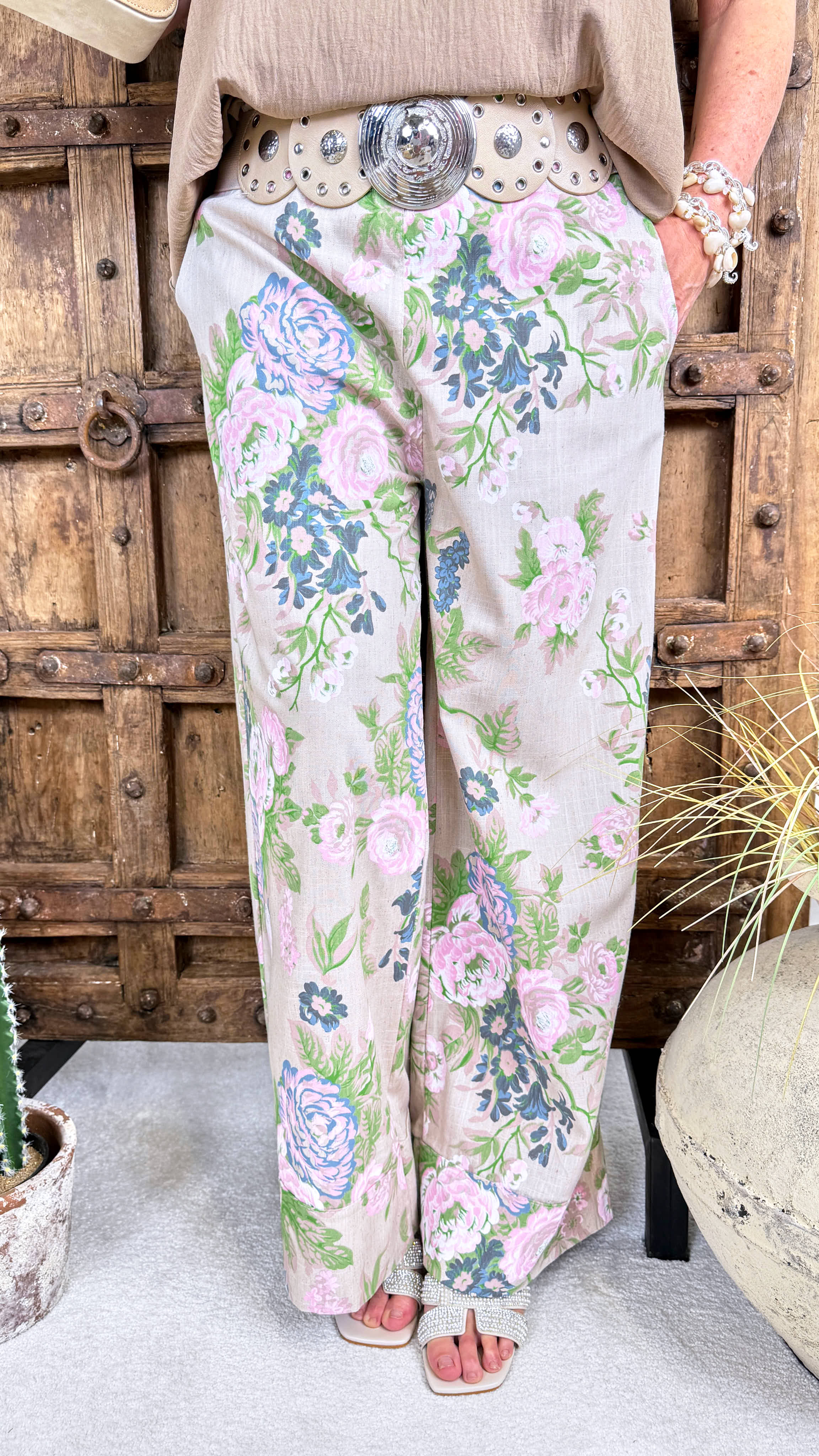 Weite Leinen-Hose Flower Magic *Große Blume*