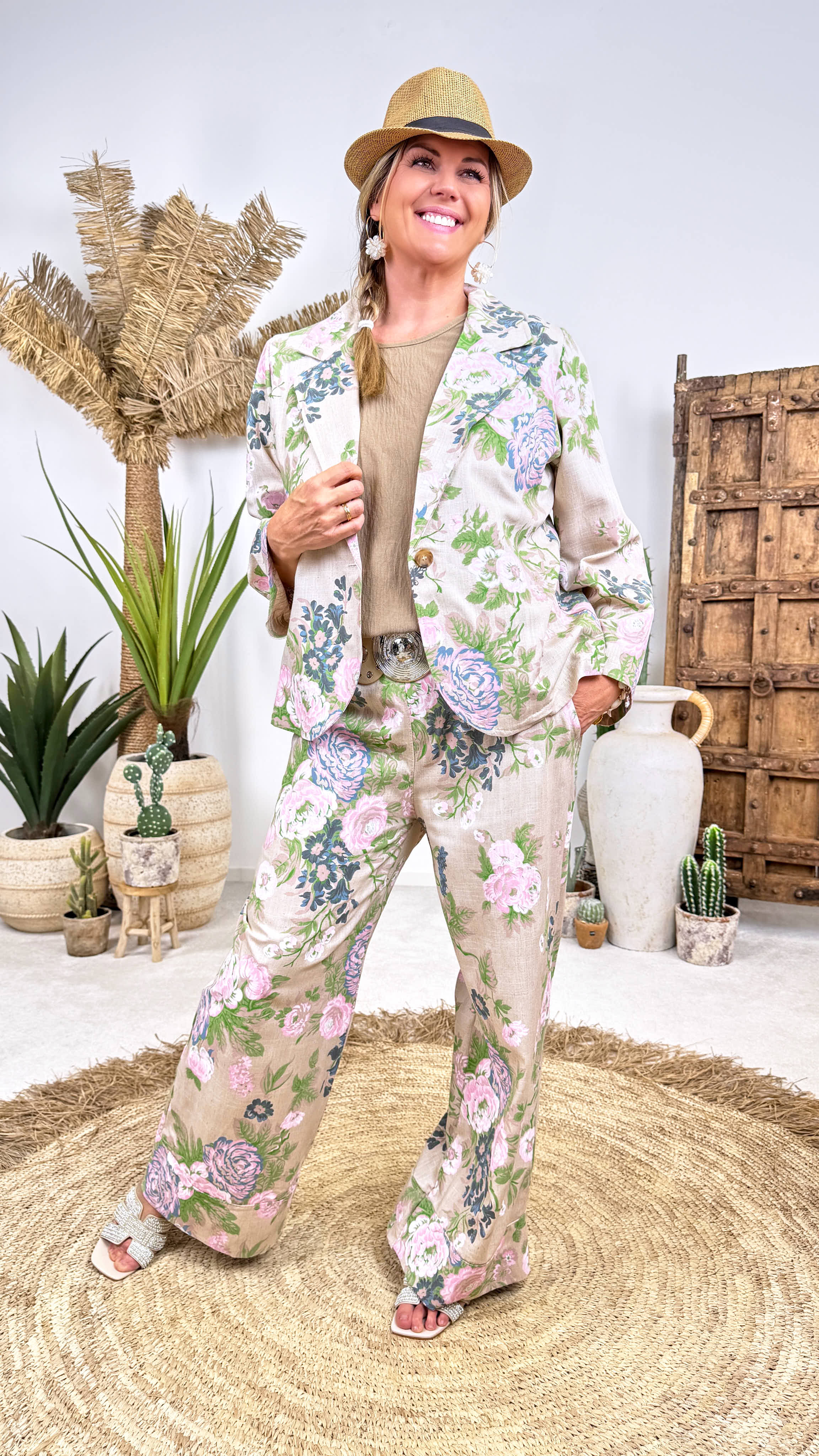 Weite Leinen-Hose Flower Magic *Große Blume*