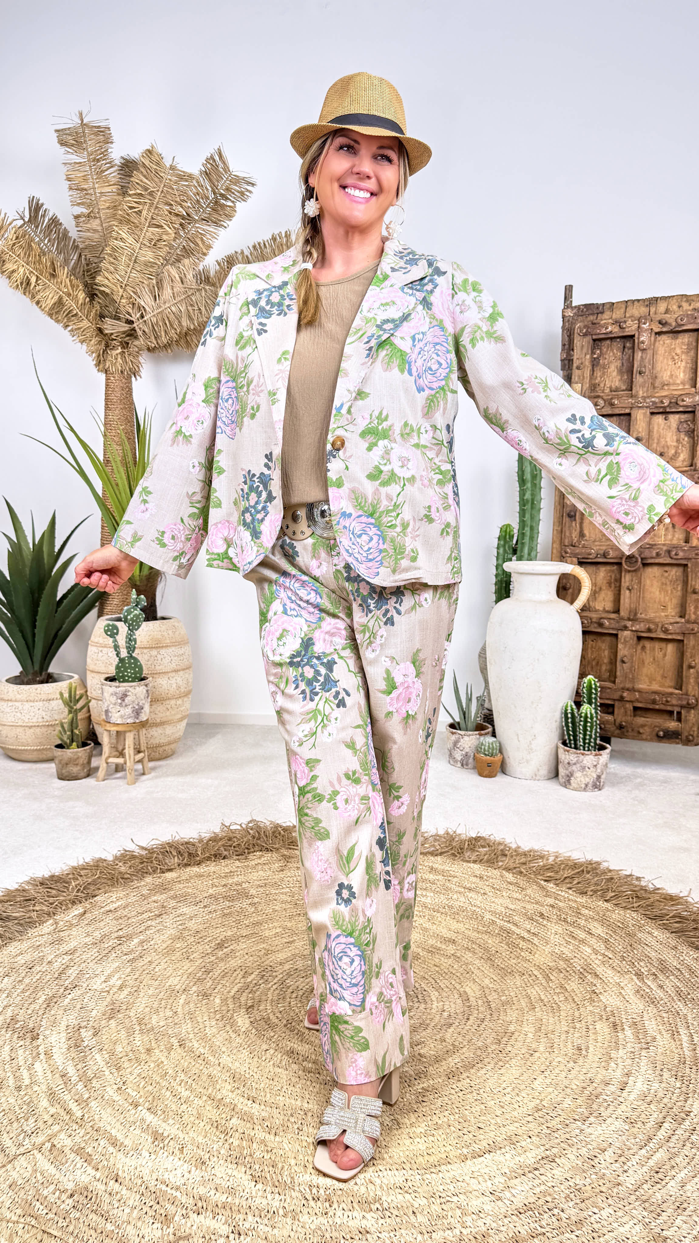 Weite Leinen-Hose Flower Magic *Große Blume*
