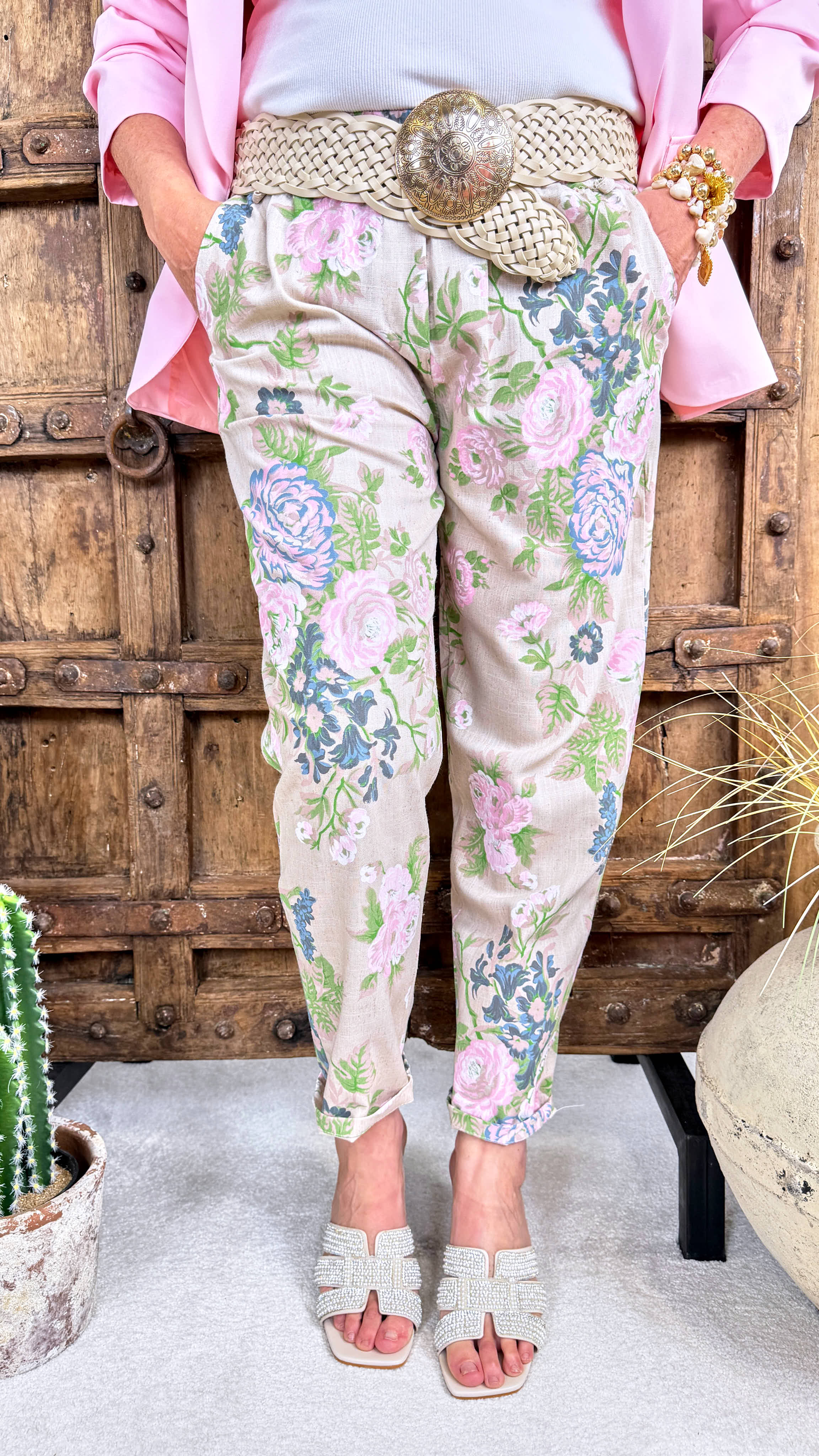 Leinen-Hose Spring Love *Große Blume*