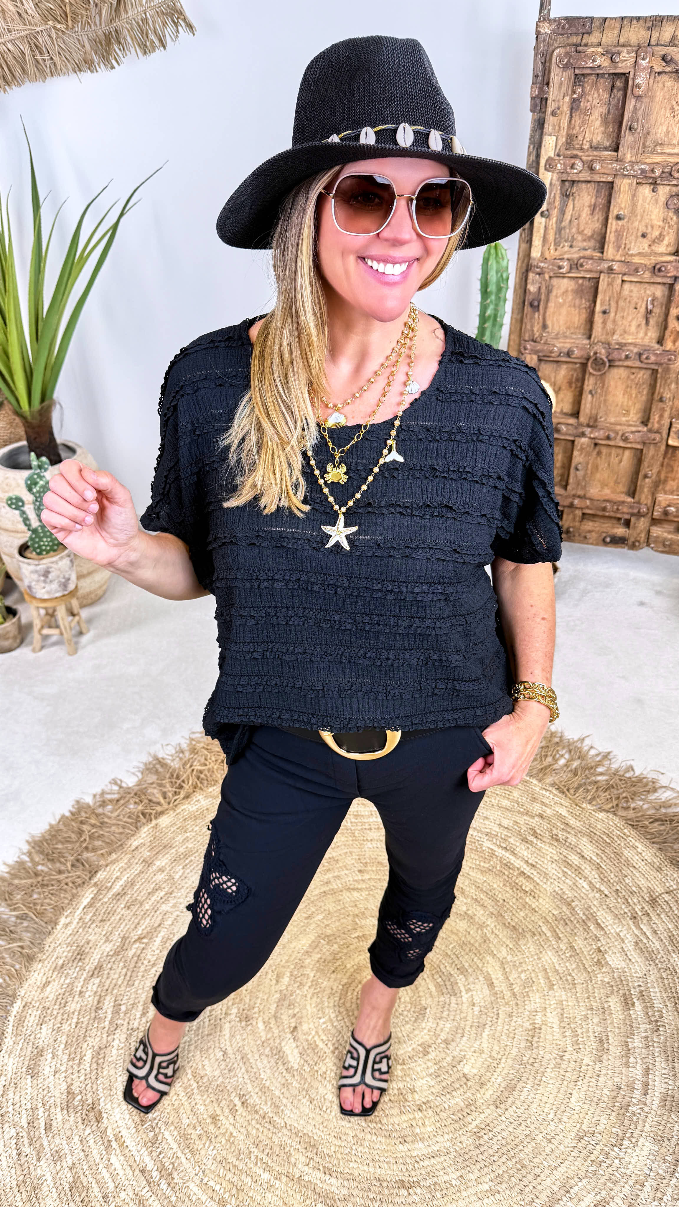 Blusenshirt Chic Texture *Schwarz*