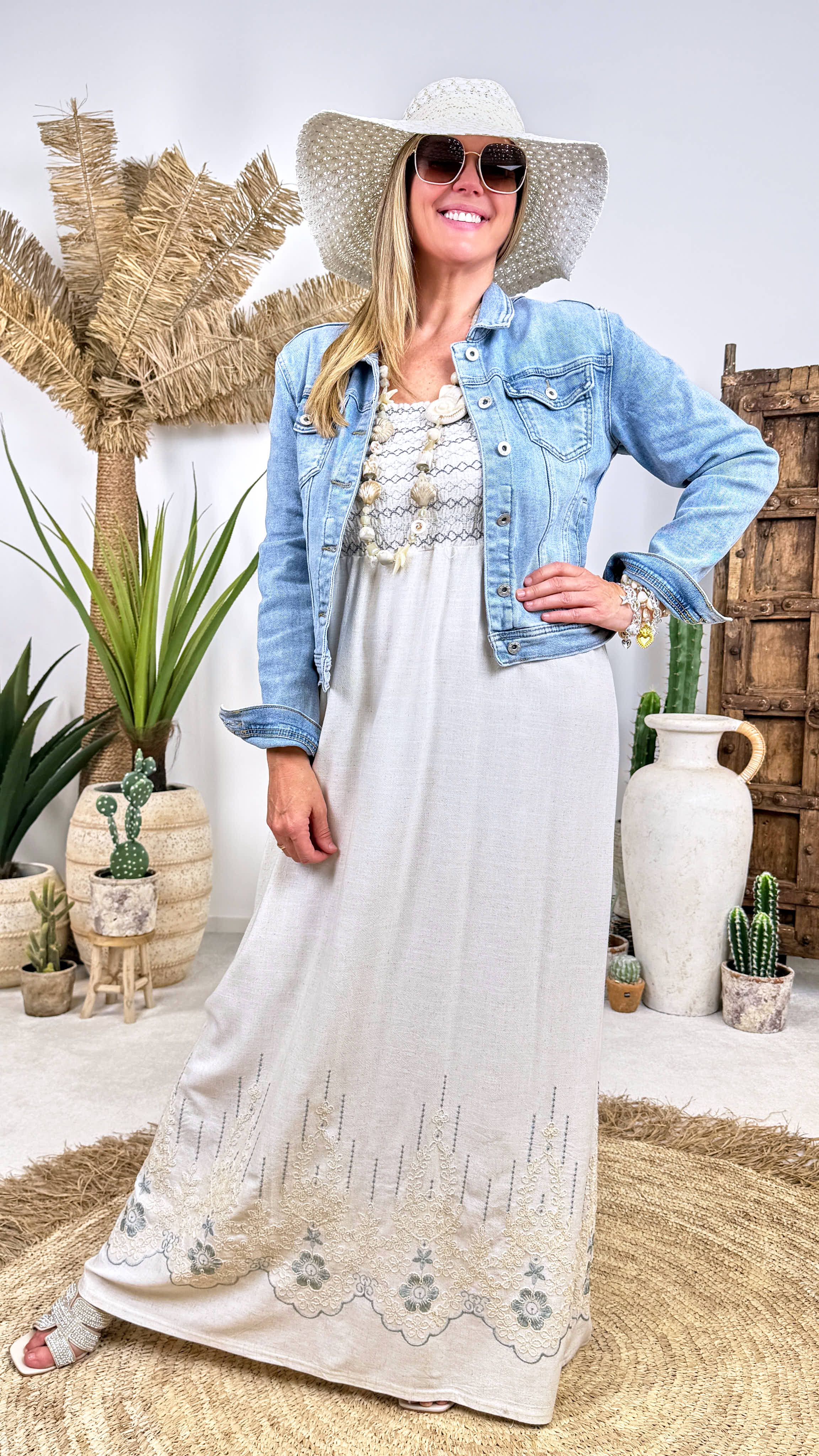 Langes Kleid Summer Linen *Blau*